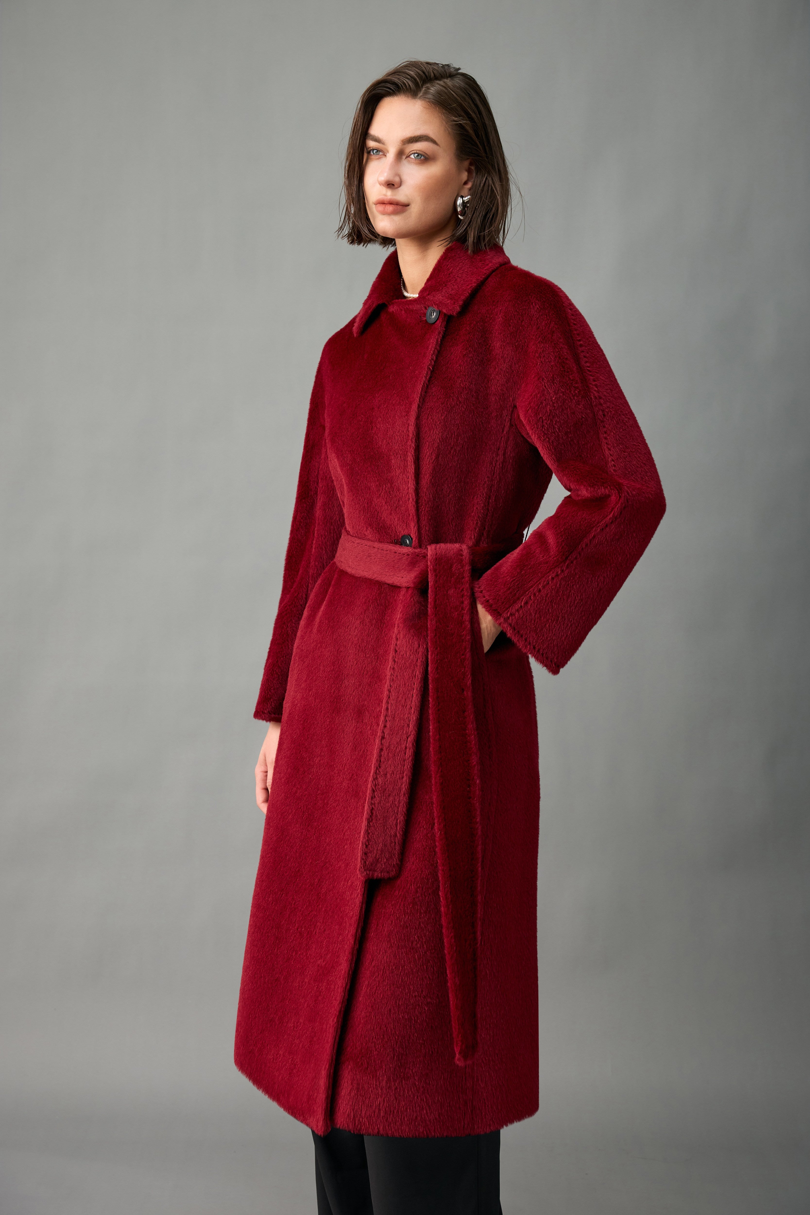 Evelluna Royal Baby Alpaca Belted Long Coat
