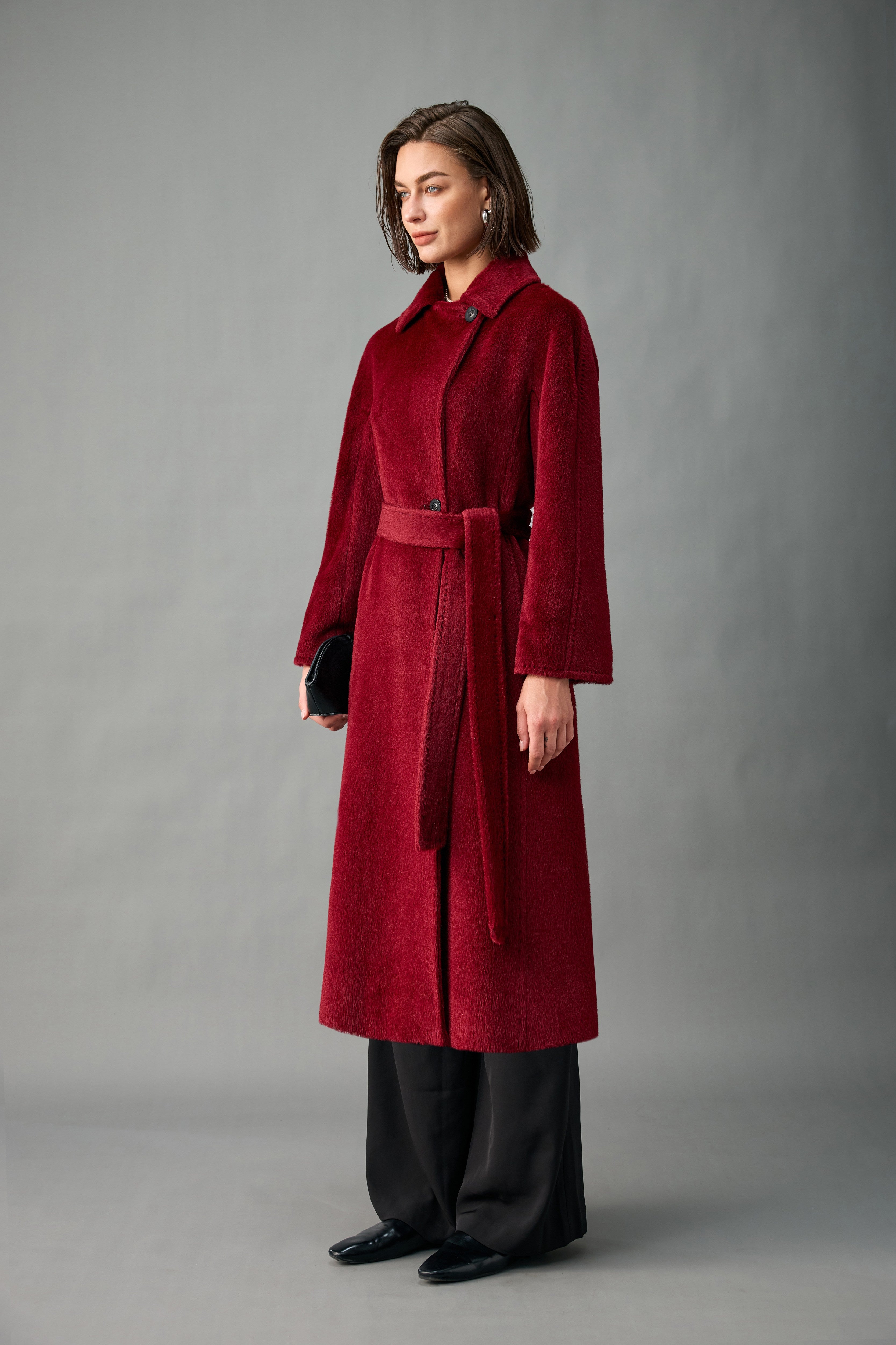 Evelluna Royal Baby Alpaca Belted Long Coat