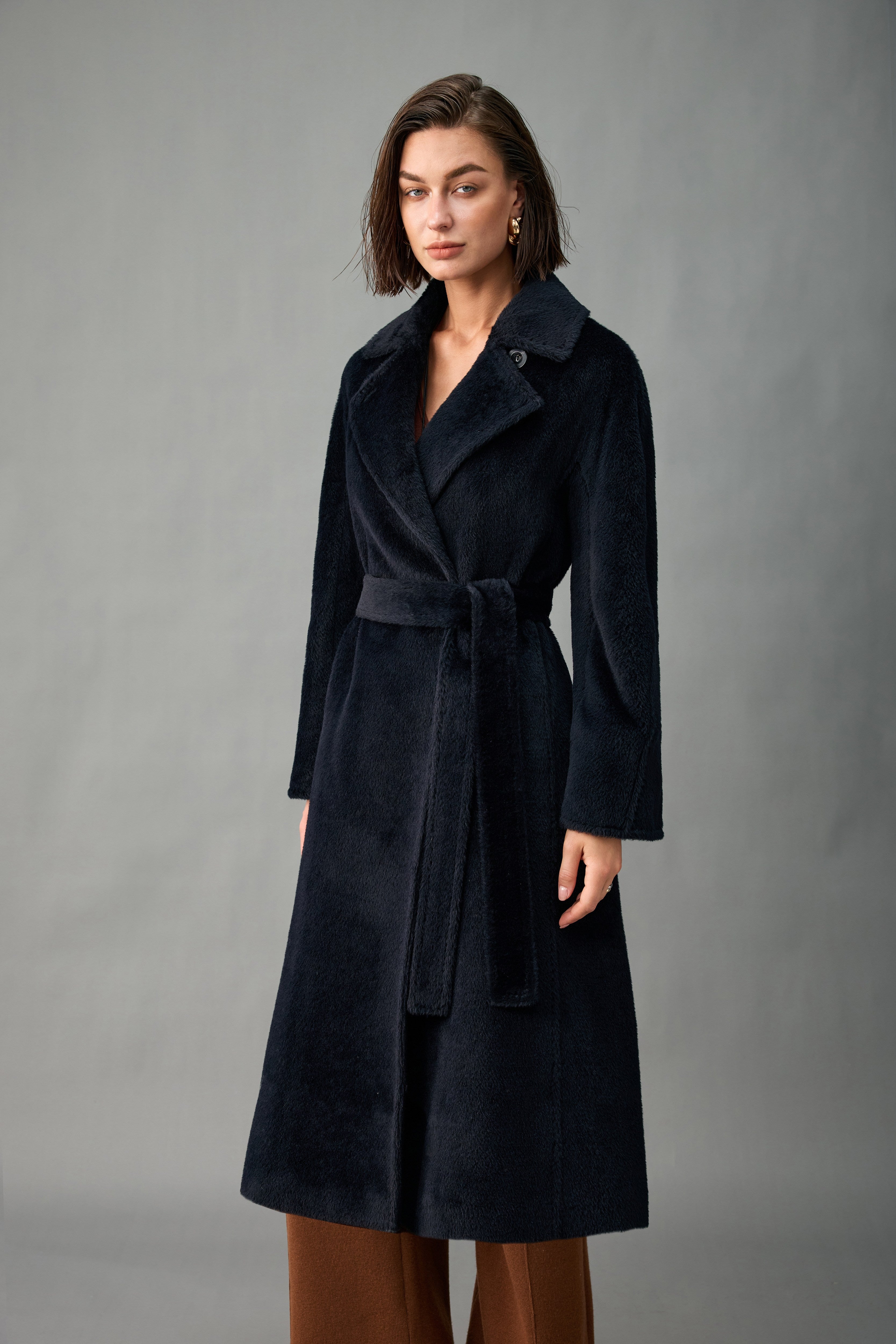 Evelluna Royal Baby Alpaca Belted Long Coat