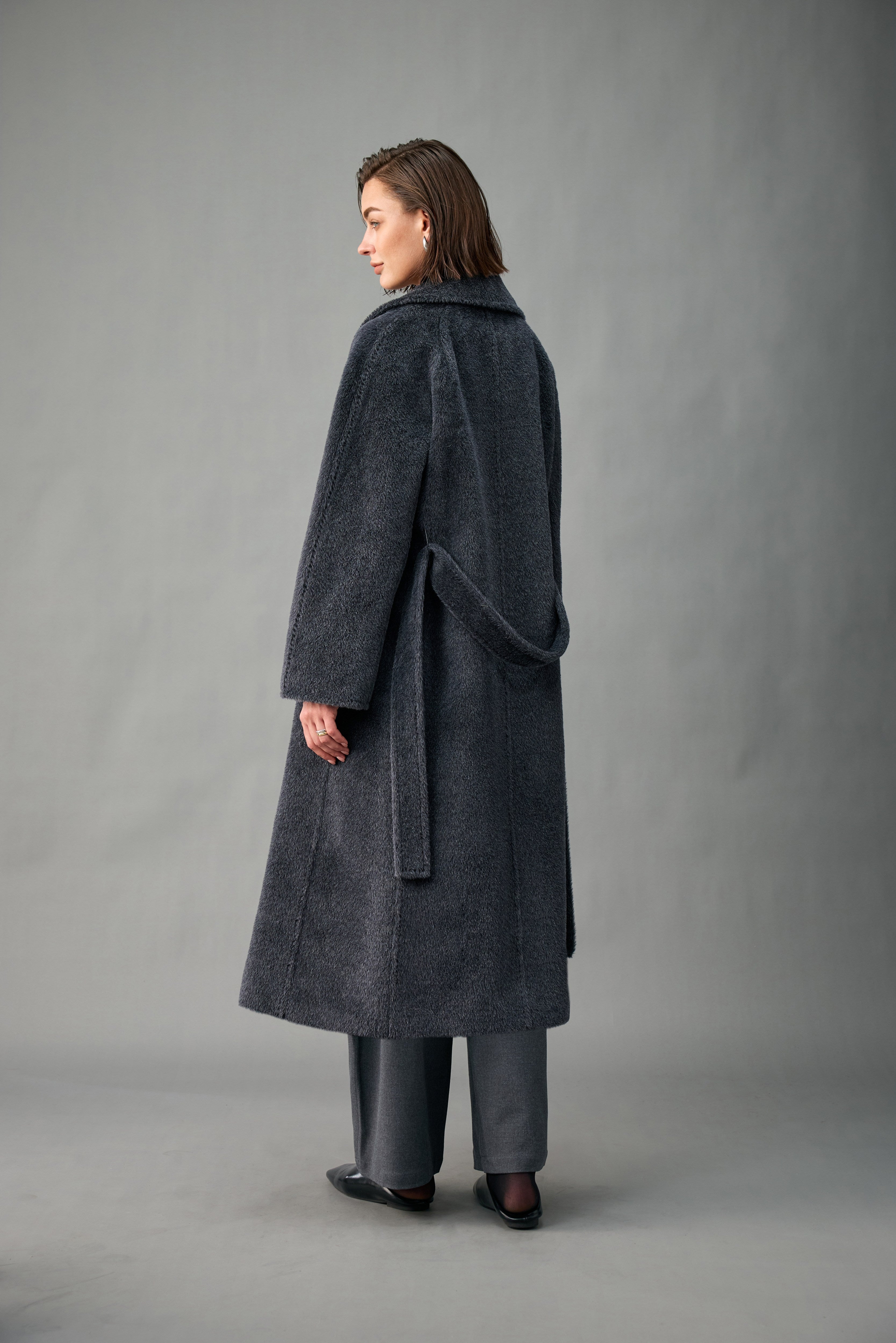 Evelluna Royal Baby Alpaca Belted Long Coat