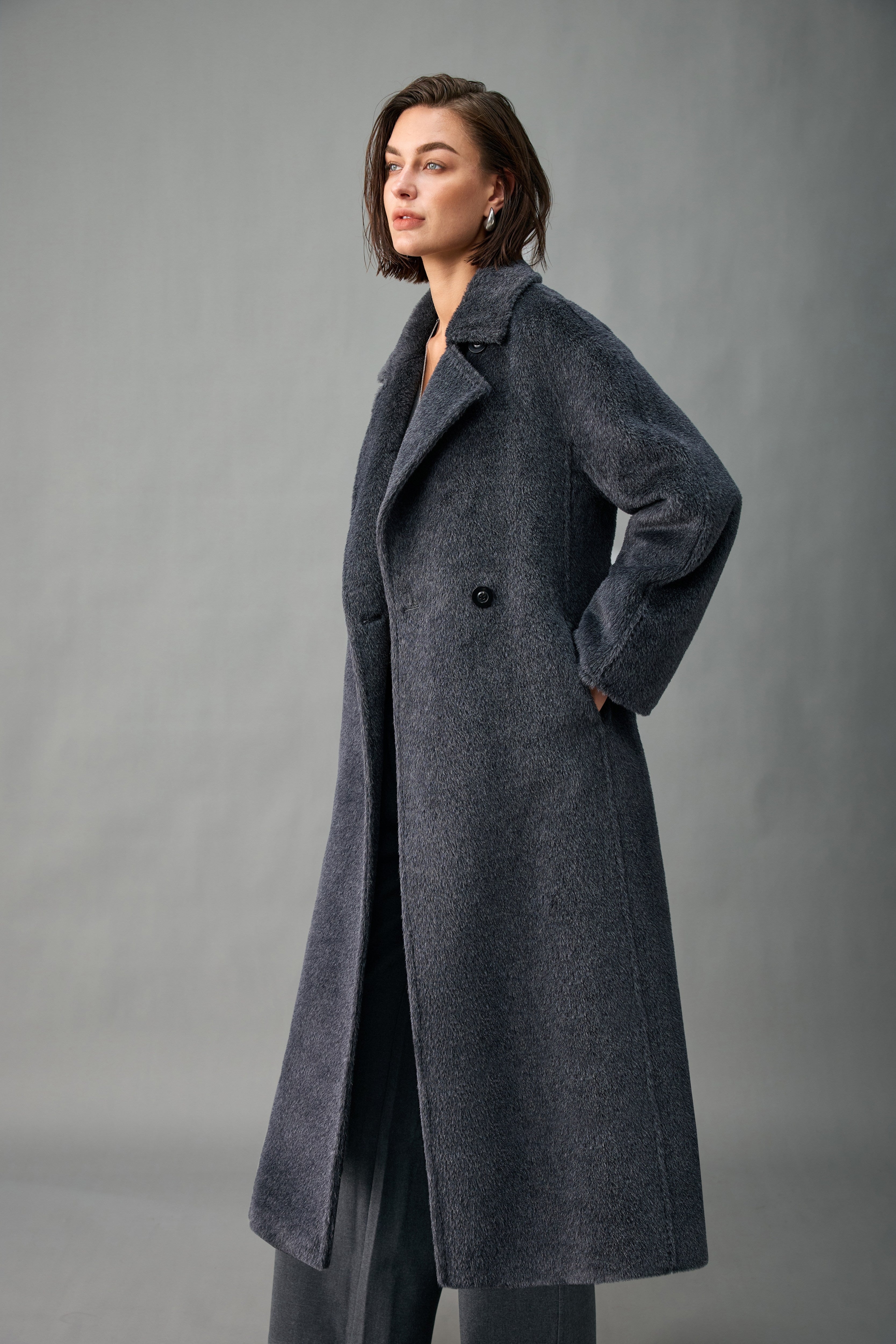 Evelluna Royal Baby Alpaca Belted Long Coat