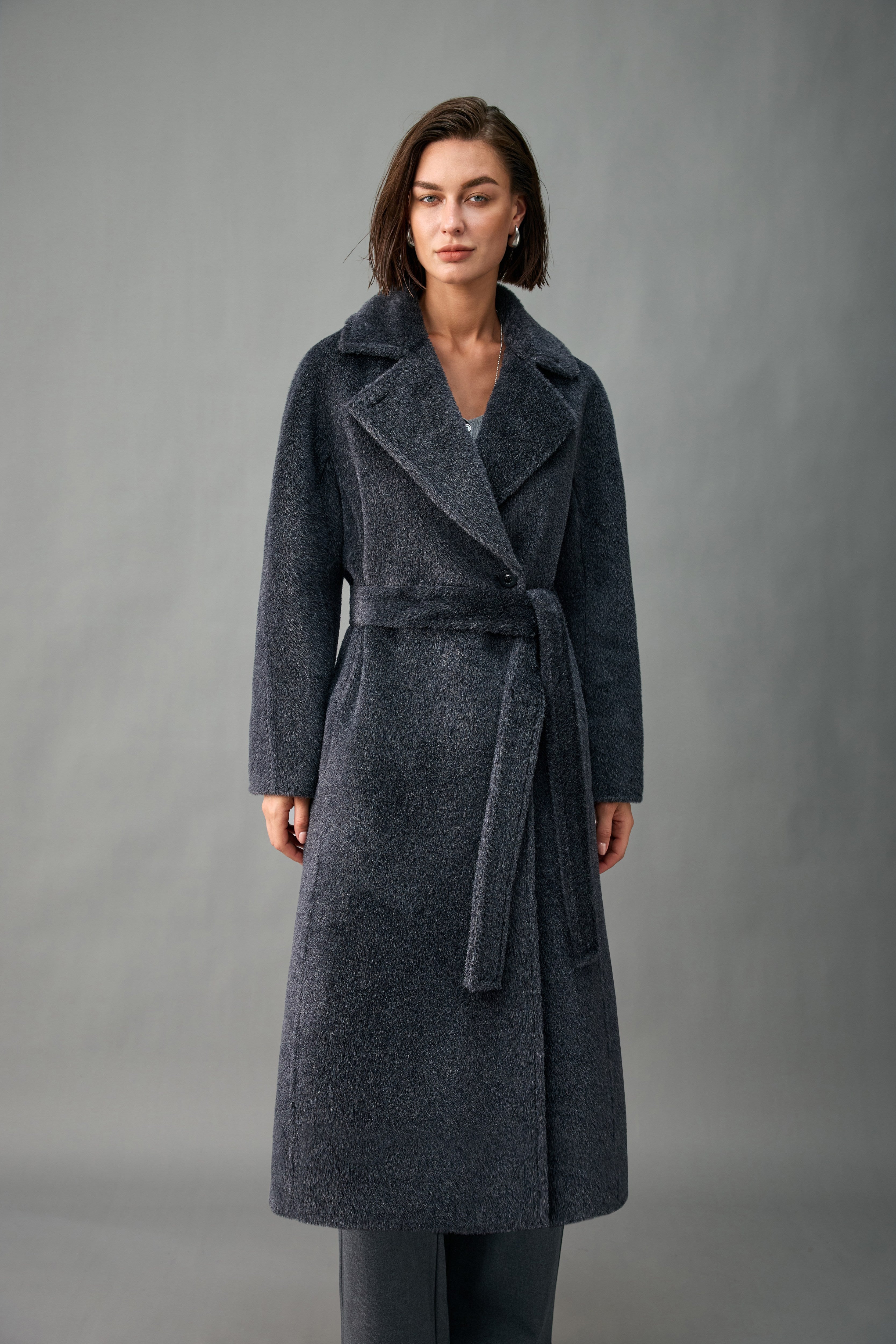 Evelluna Royal Baby Alpaca Belted Long Coat