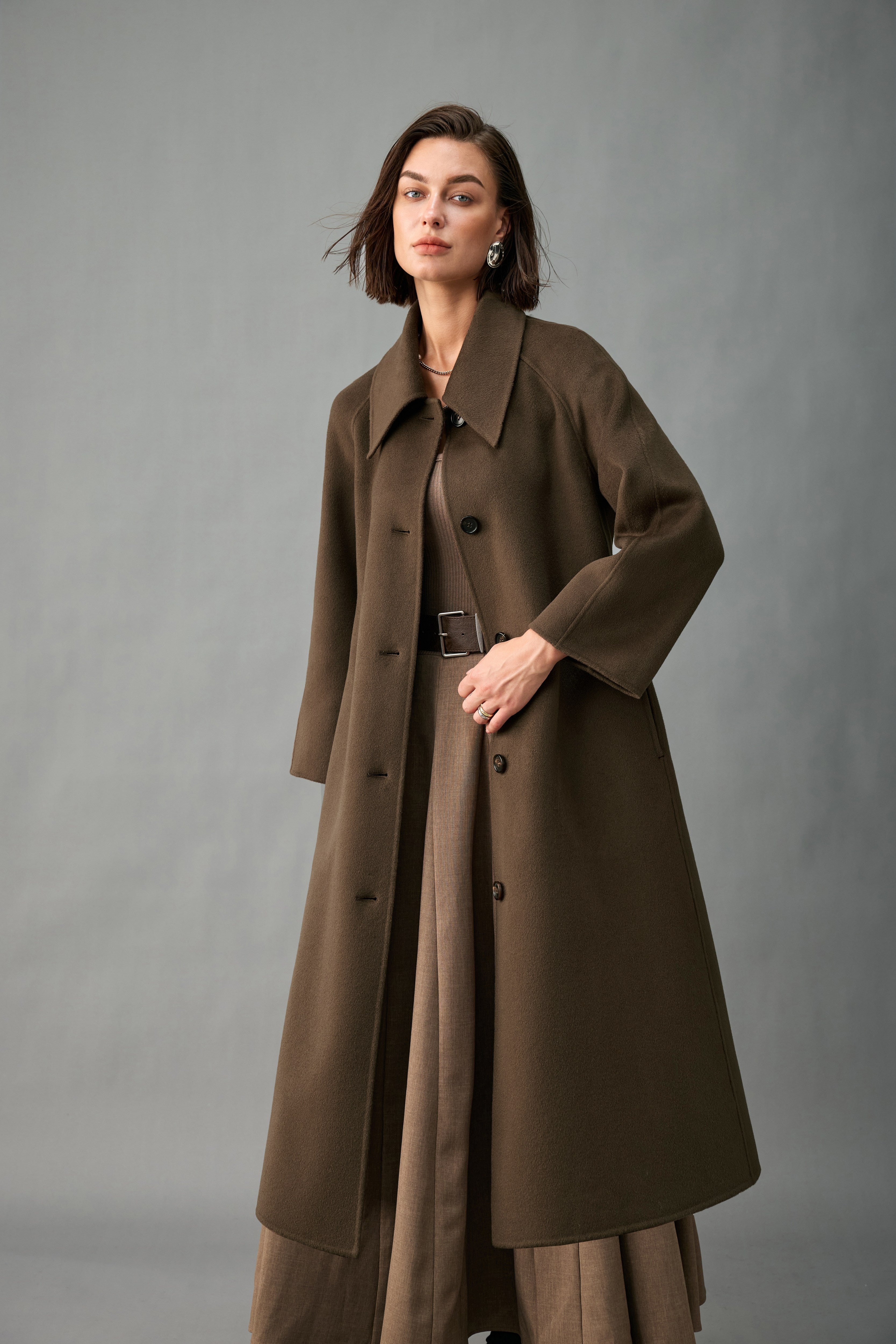 Evelluna Unlined Belted 100% Cashmere Long Coat