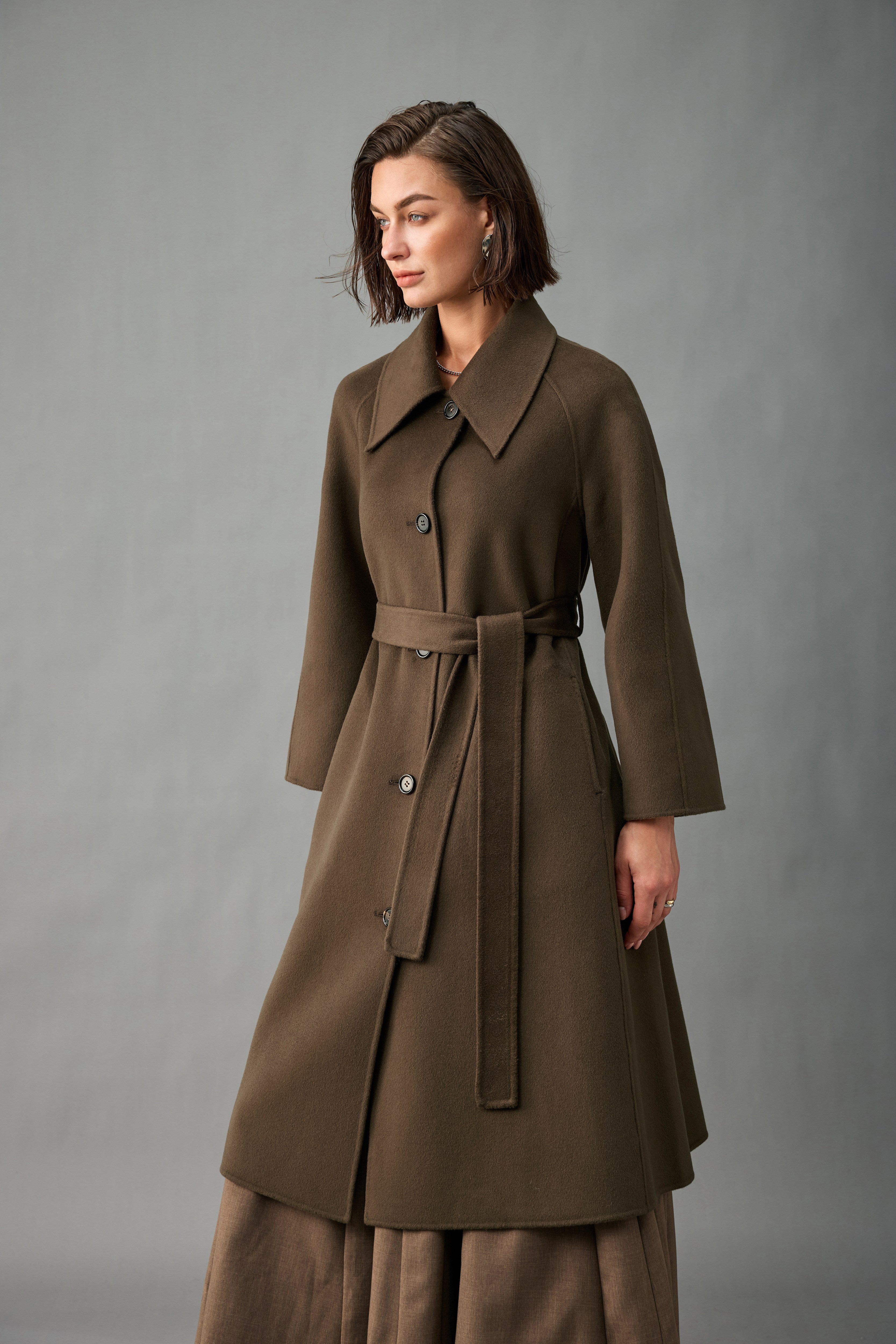 Evelluna Unlined Belted 100% Cashmere Long Coat