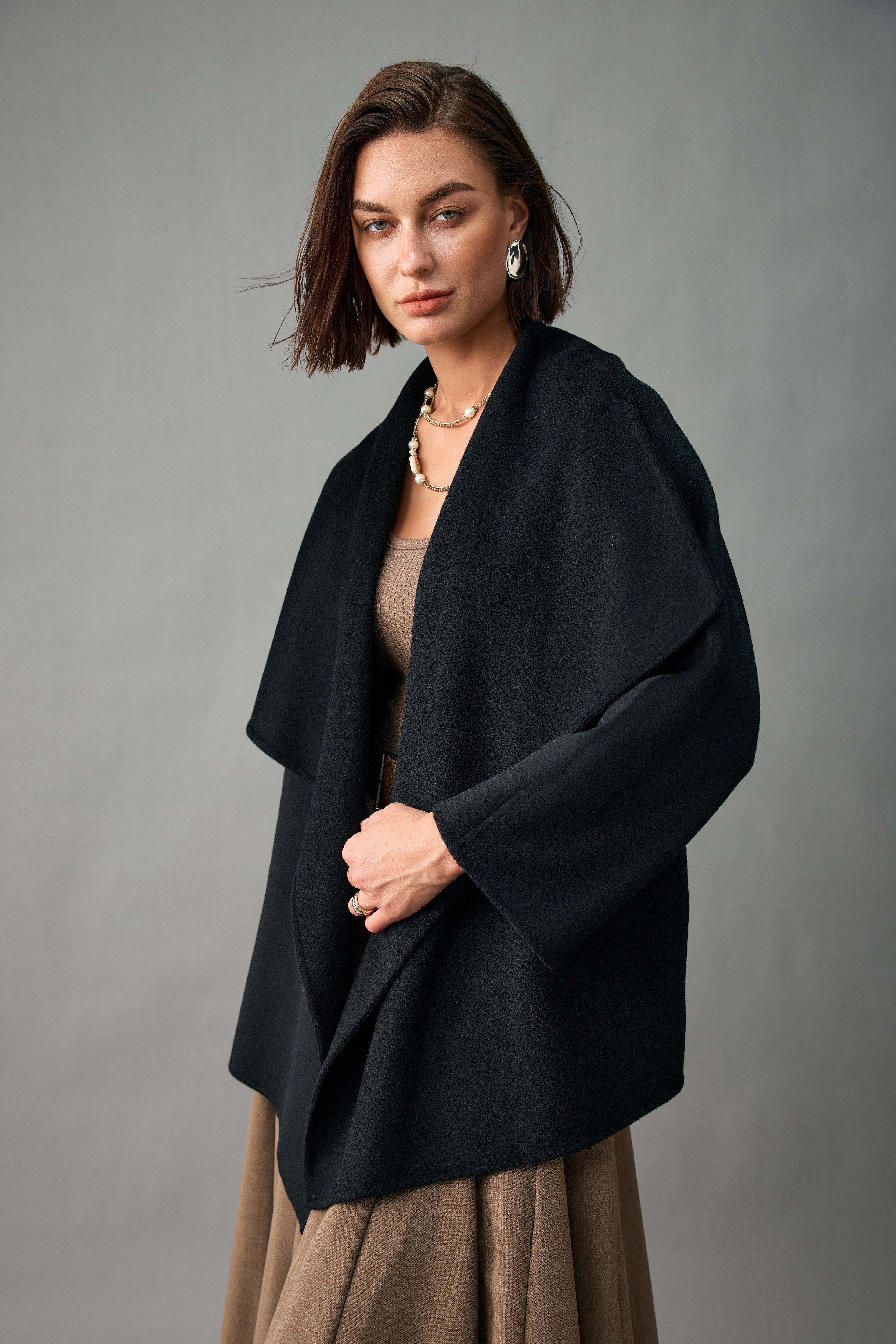 Evelluna Unlined Belted 100% Cashmere Wrap Jacket