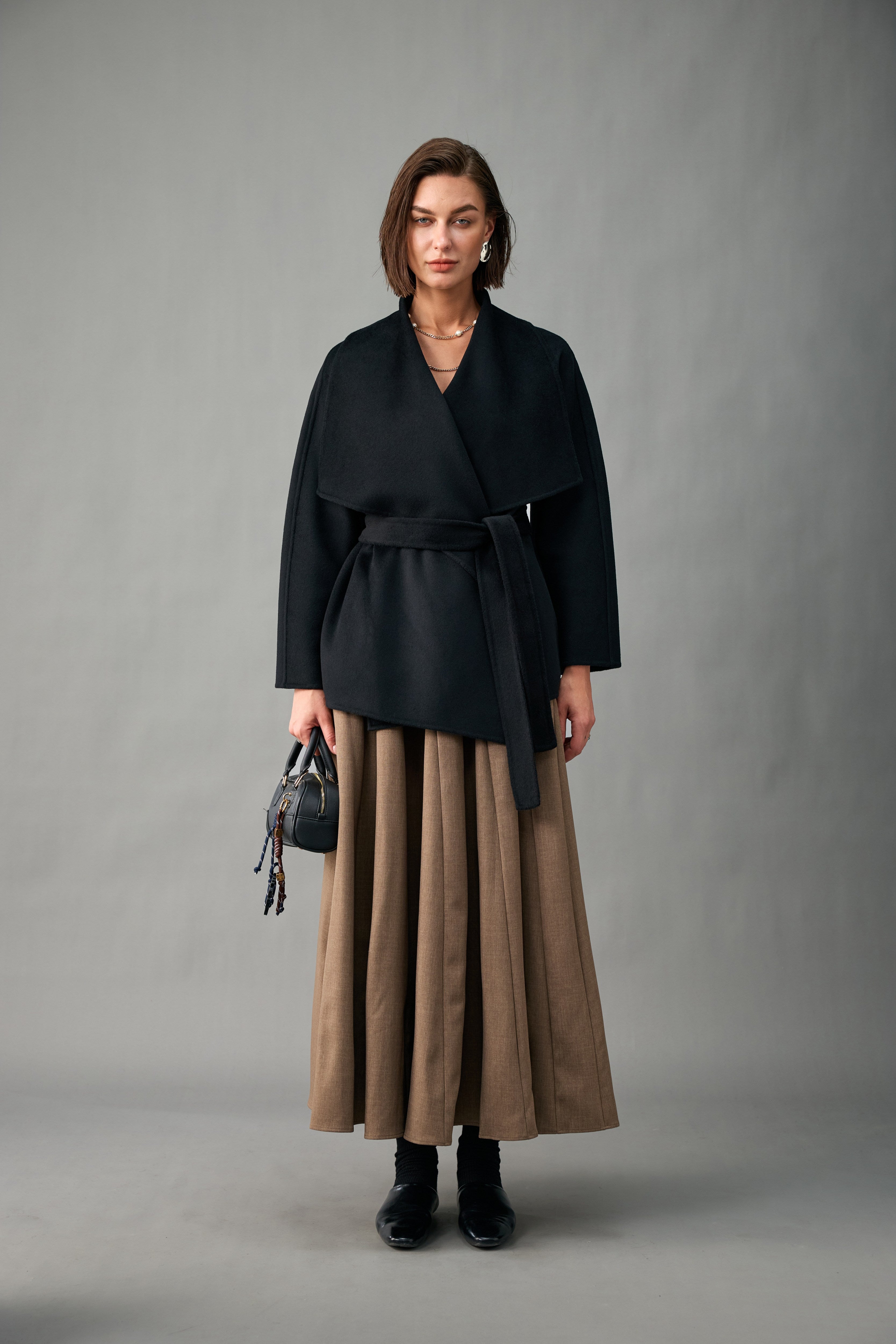 Evelluna Unlined Belted 100% Cashmere Wrap Jacket