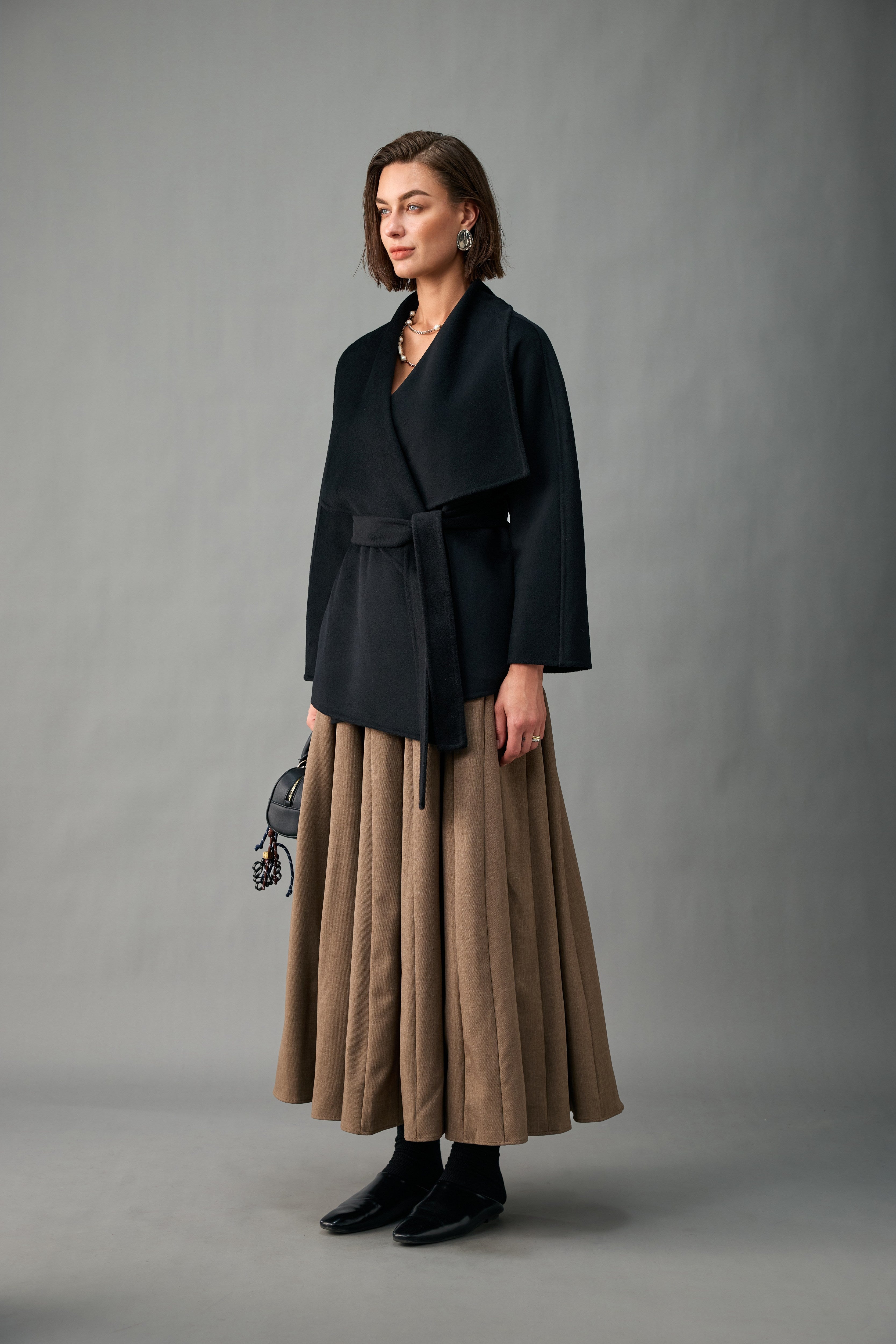 Evelluna Unlined Belted 100% Cashmere Wrap Jacket