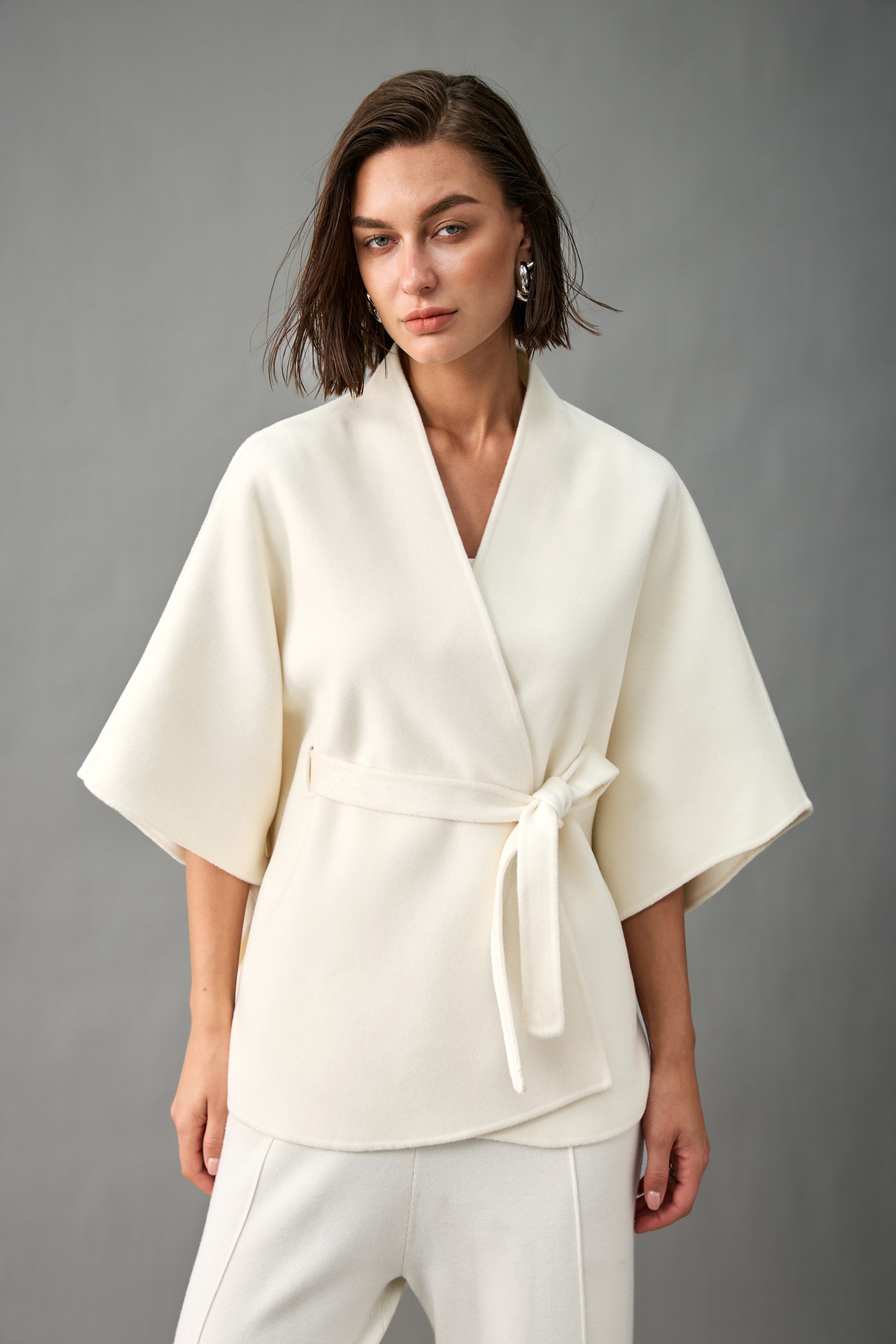 Evelluna Unlined Cashmere Wool Wrap Cape Shawl