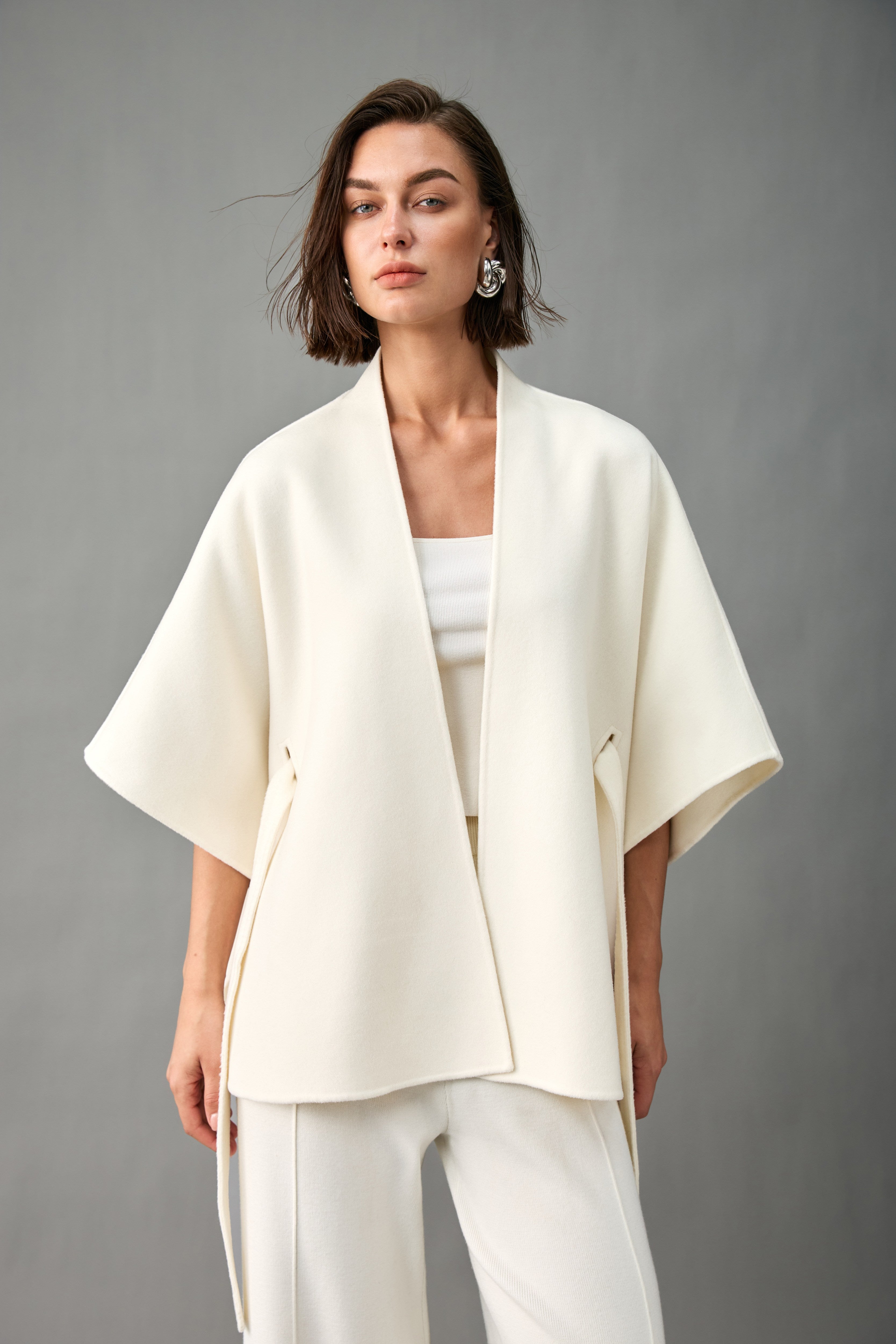 Evelluna Unlined Cashmere Wool Wrap Cape Shawl