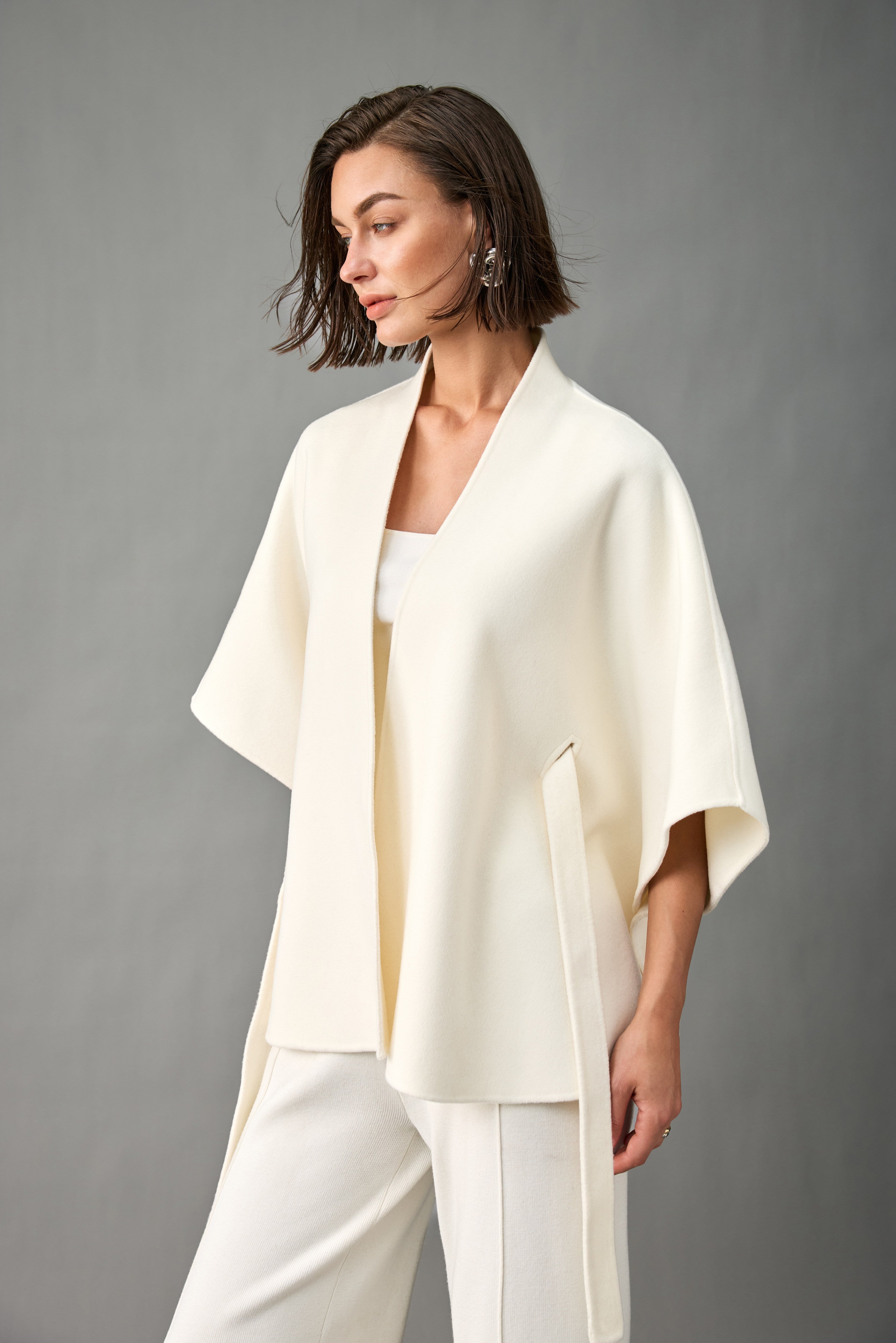 Evelluna Unlined Cashmere Wool Wrap Cape Shawl