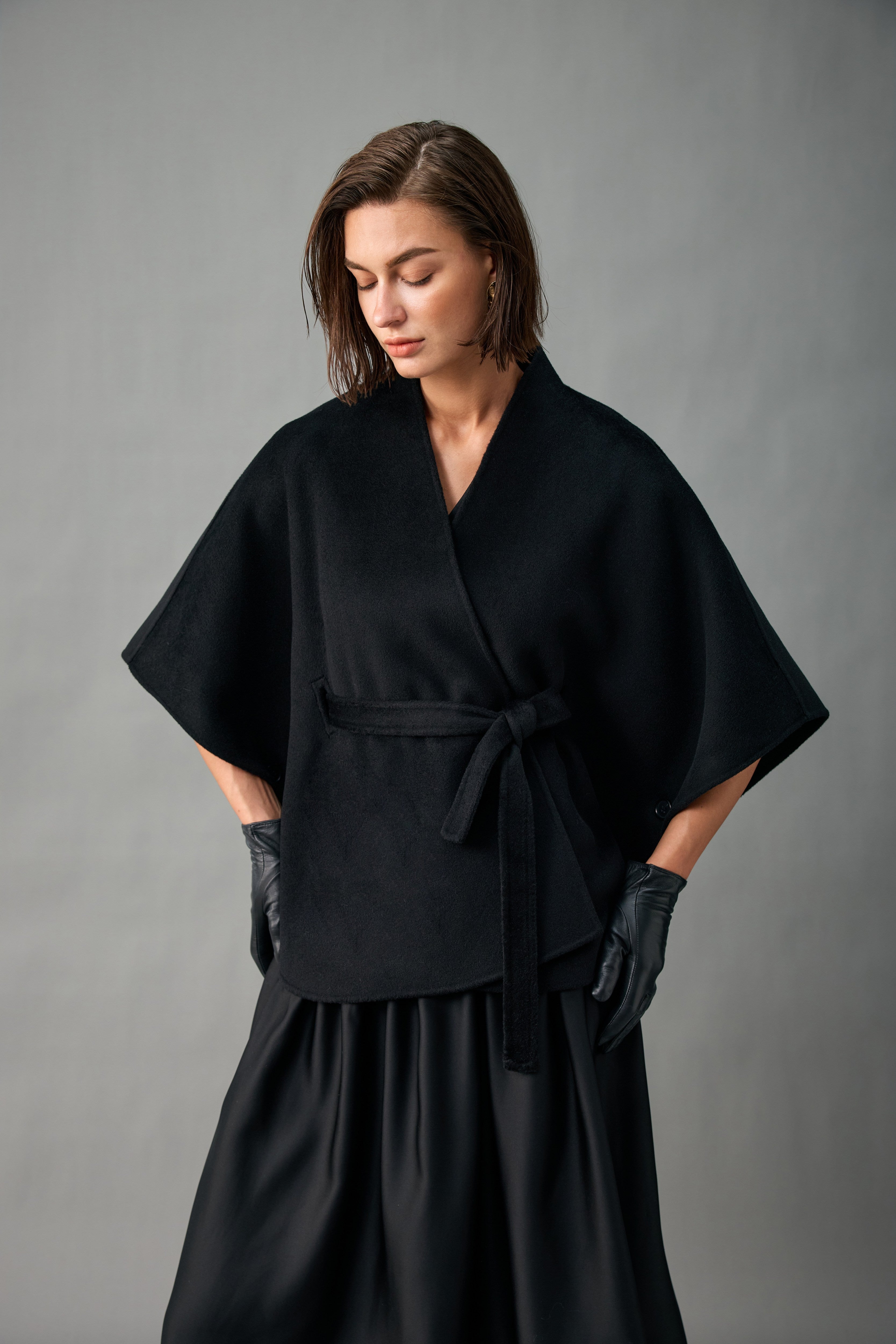 Evelluna Unlined Cashmere Wool Wrap Cape Shawl