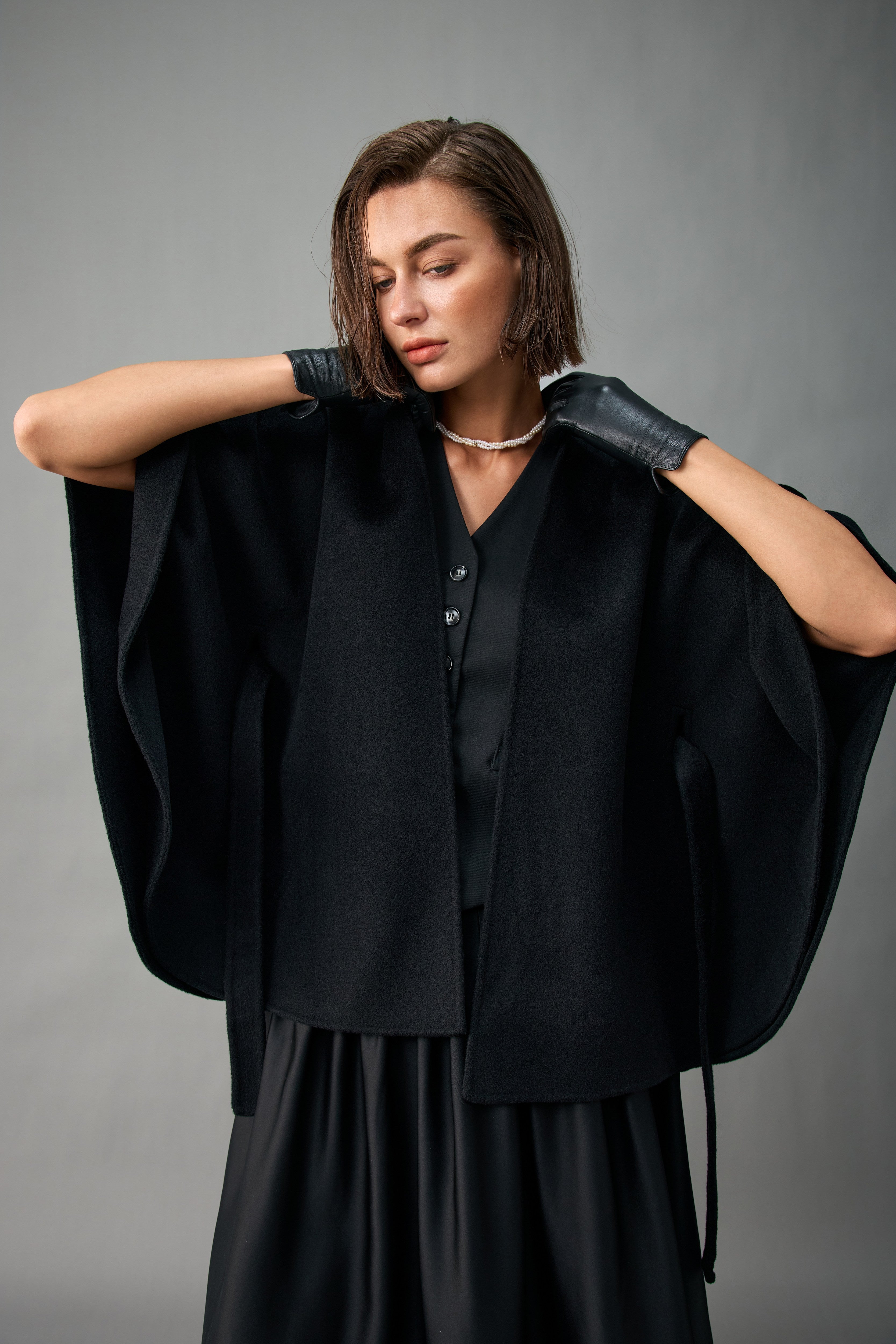 Evelluna Unlined Cashmere Wool Wrap Cape Shawl