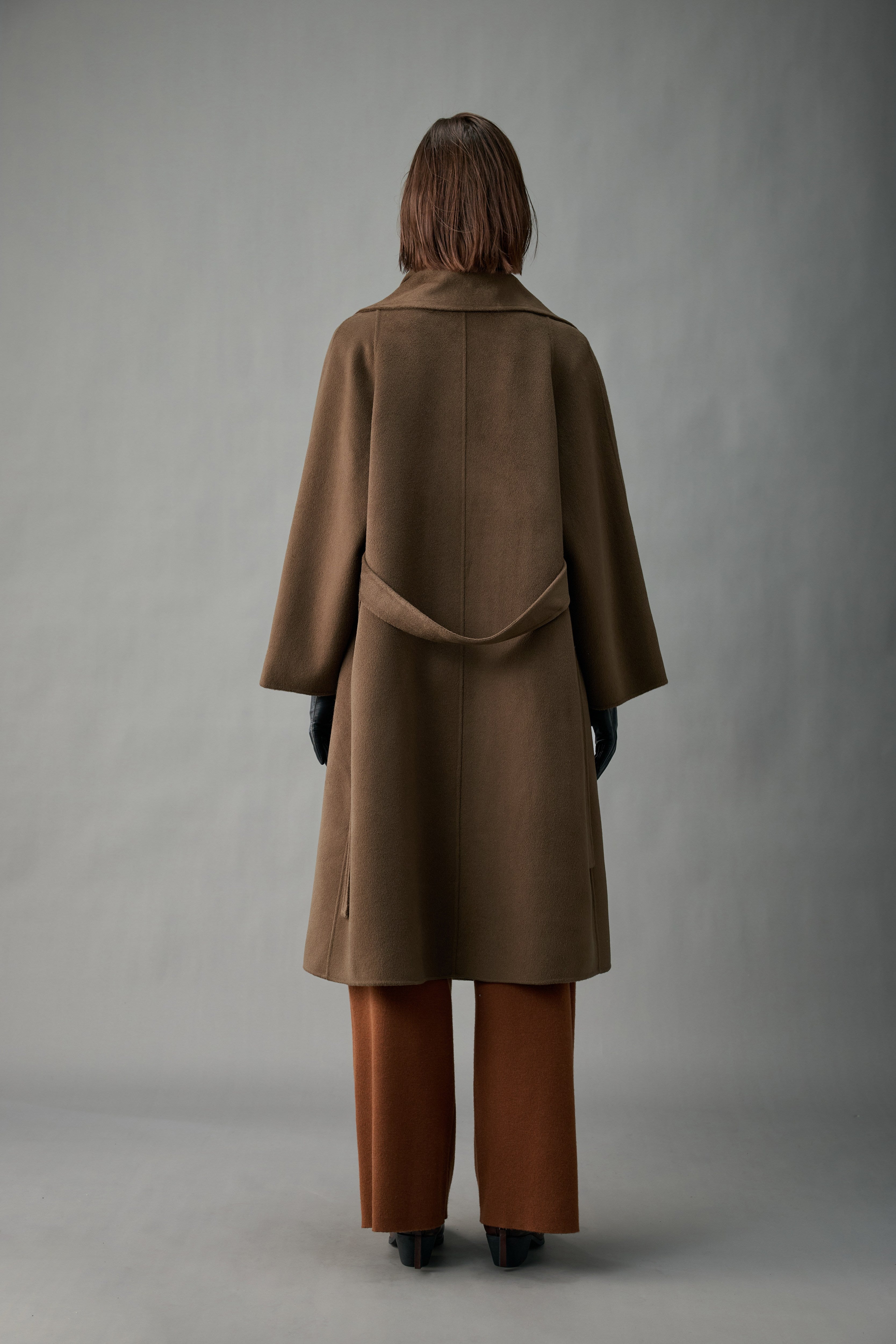 Evelluna Unlined 100% Cashmere Long Coat with Matching Fringed Scarf
