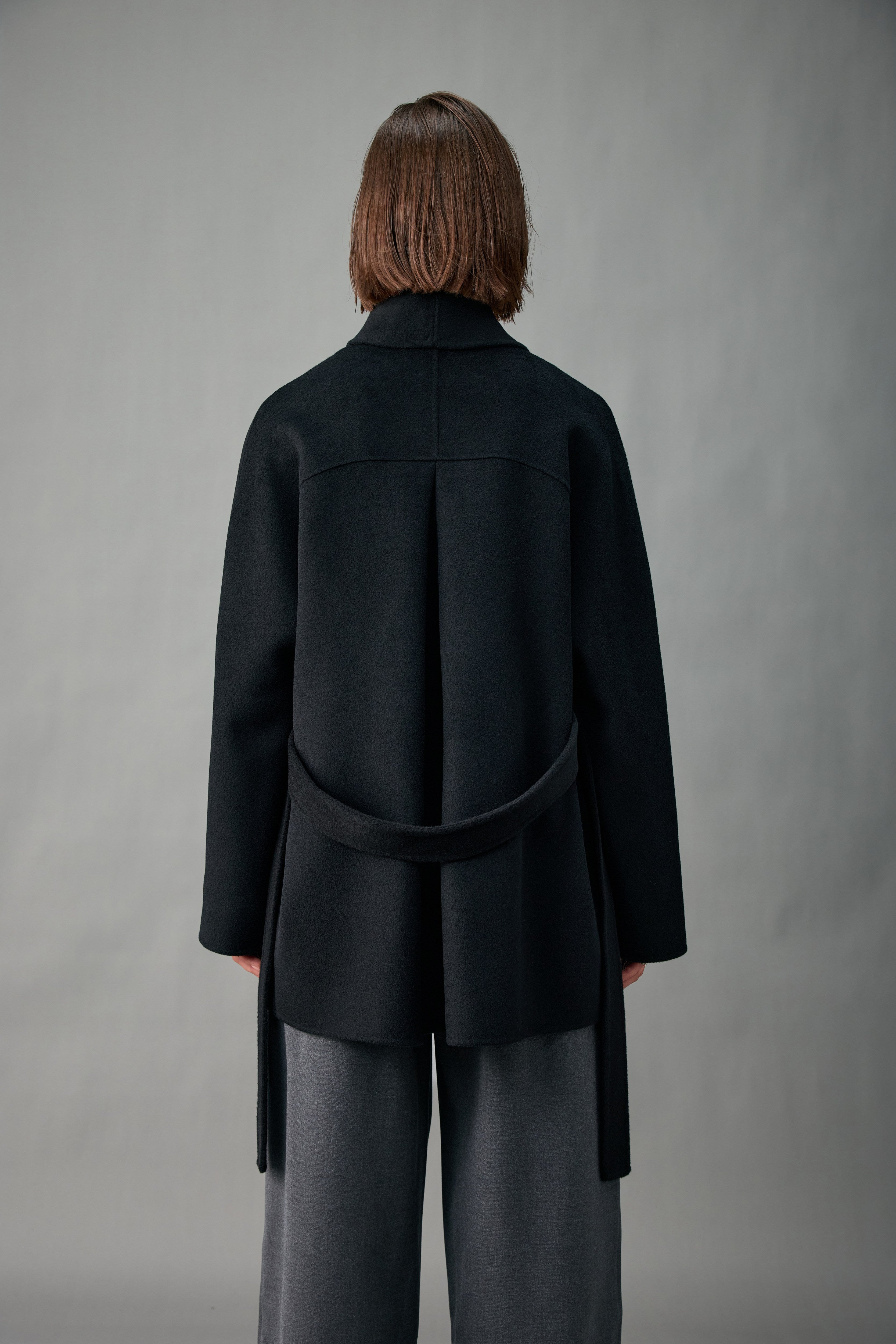 Evelluna Unlined Belted Cashmere Wool Wrap Coat
