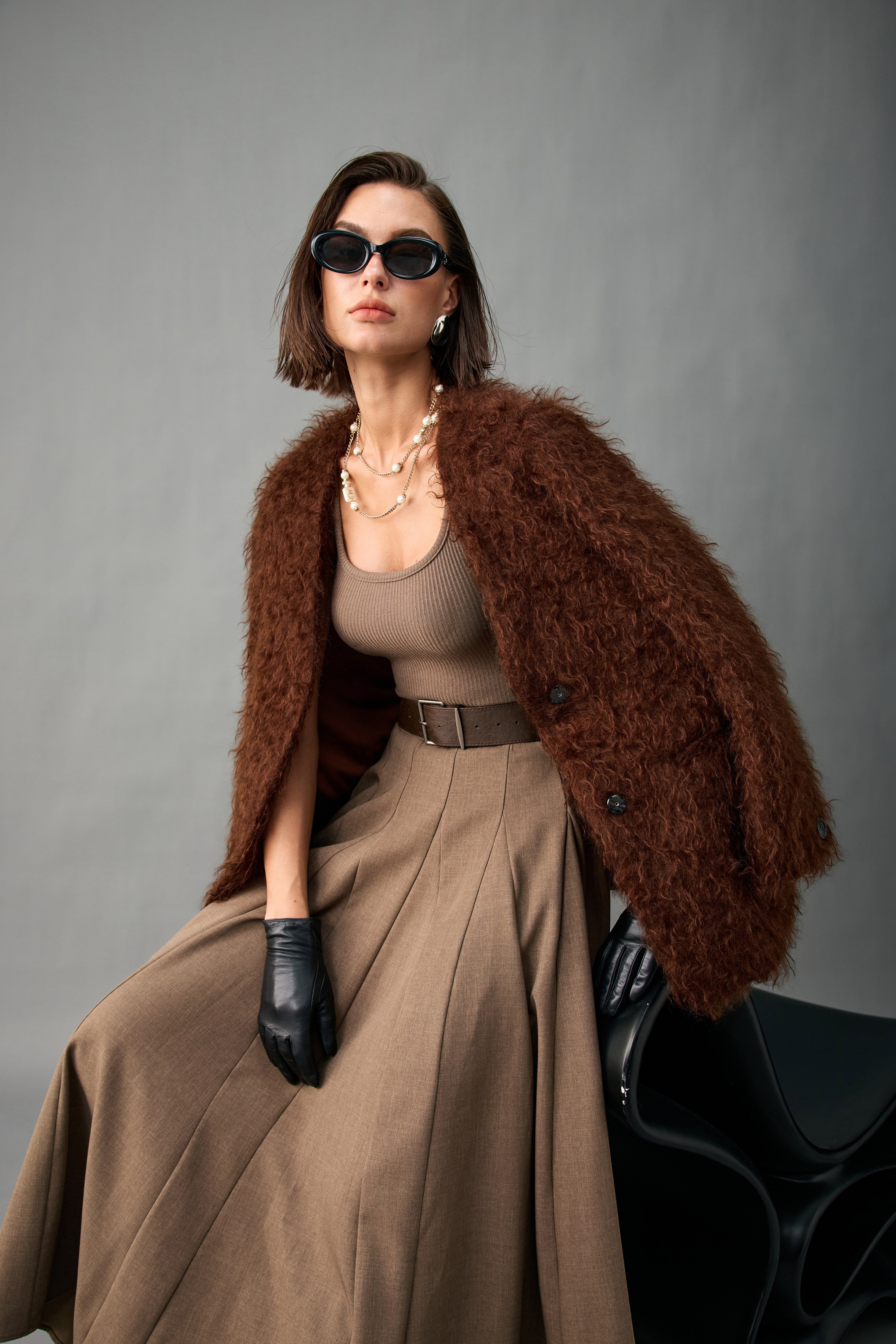 Women’s Mohair Blend Textured Collarless Jacket