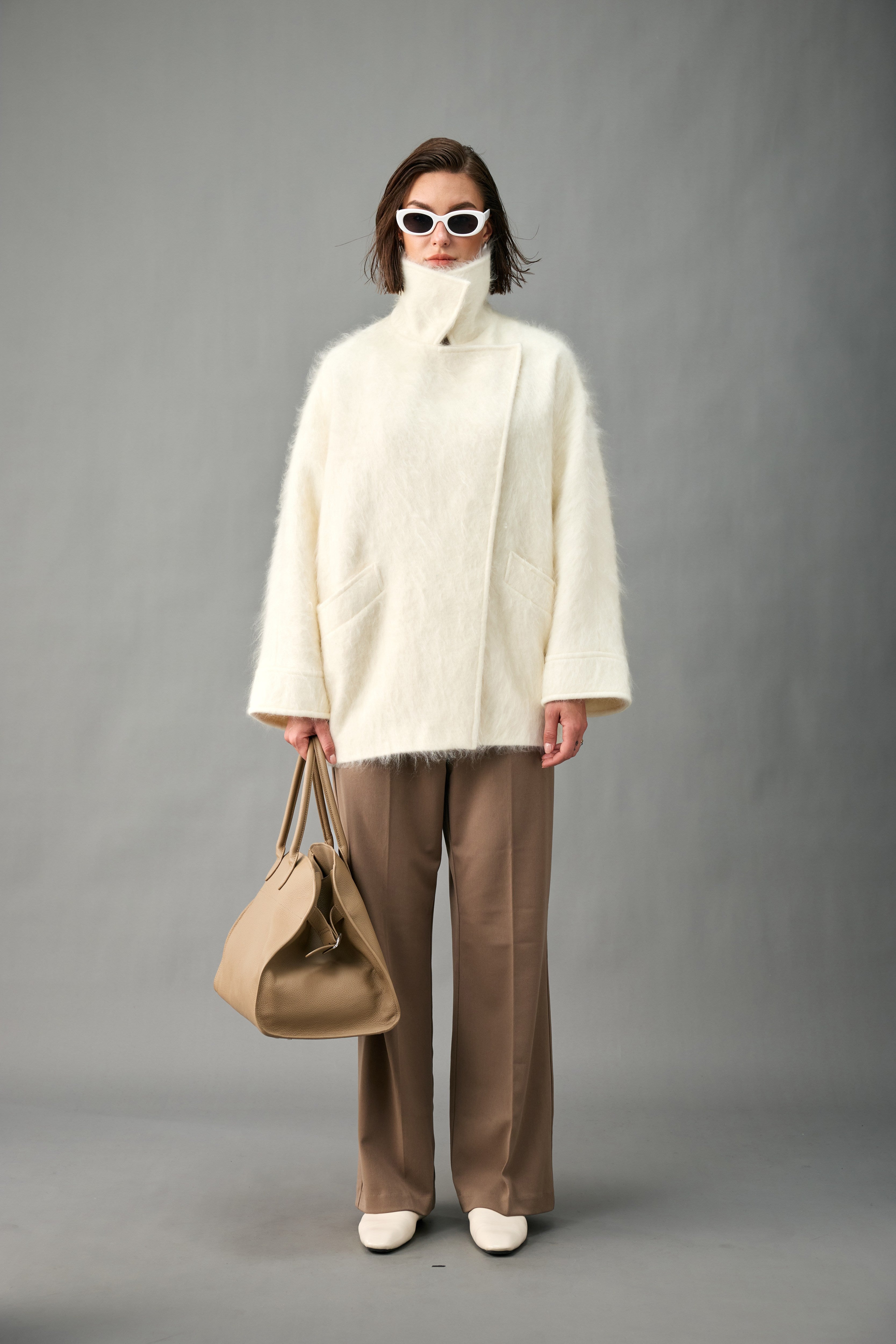 Brushed Cocoon Cashmere Coat