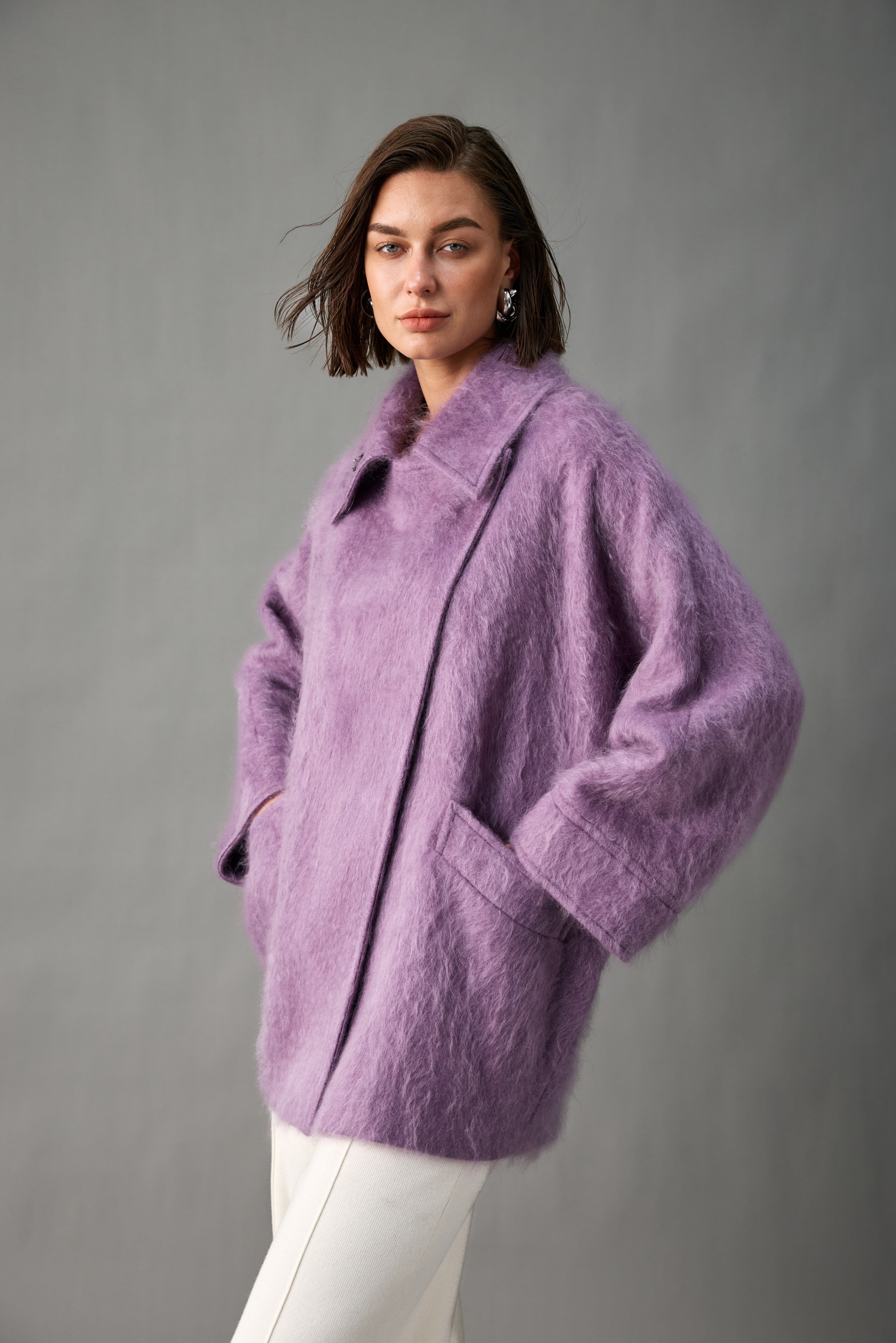 Brushed Cocoon Cashmere Coat