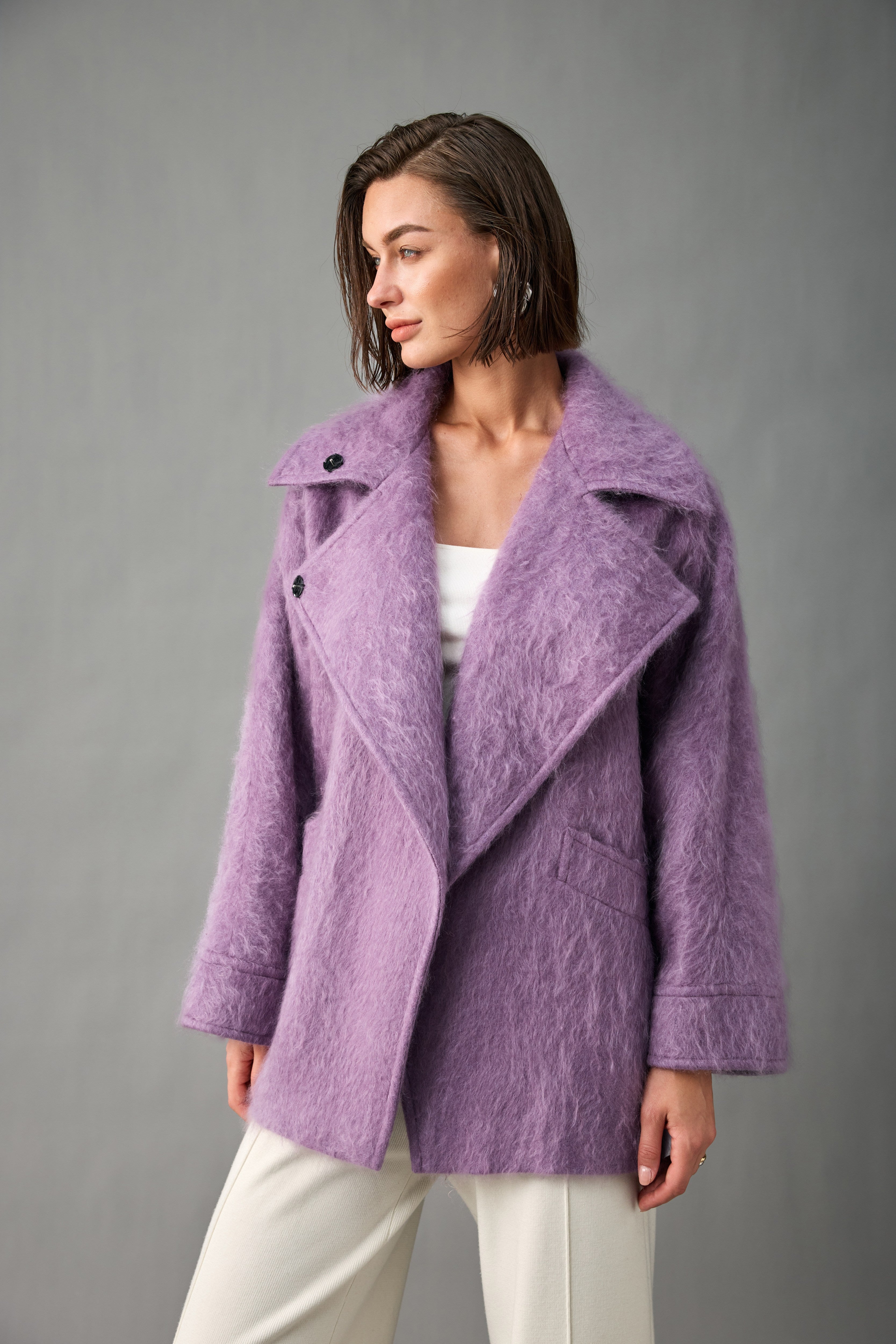 Brushed Cocoon Cashmere Coat