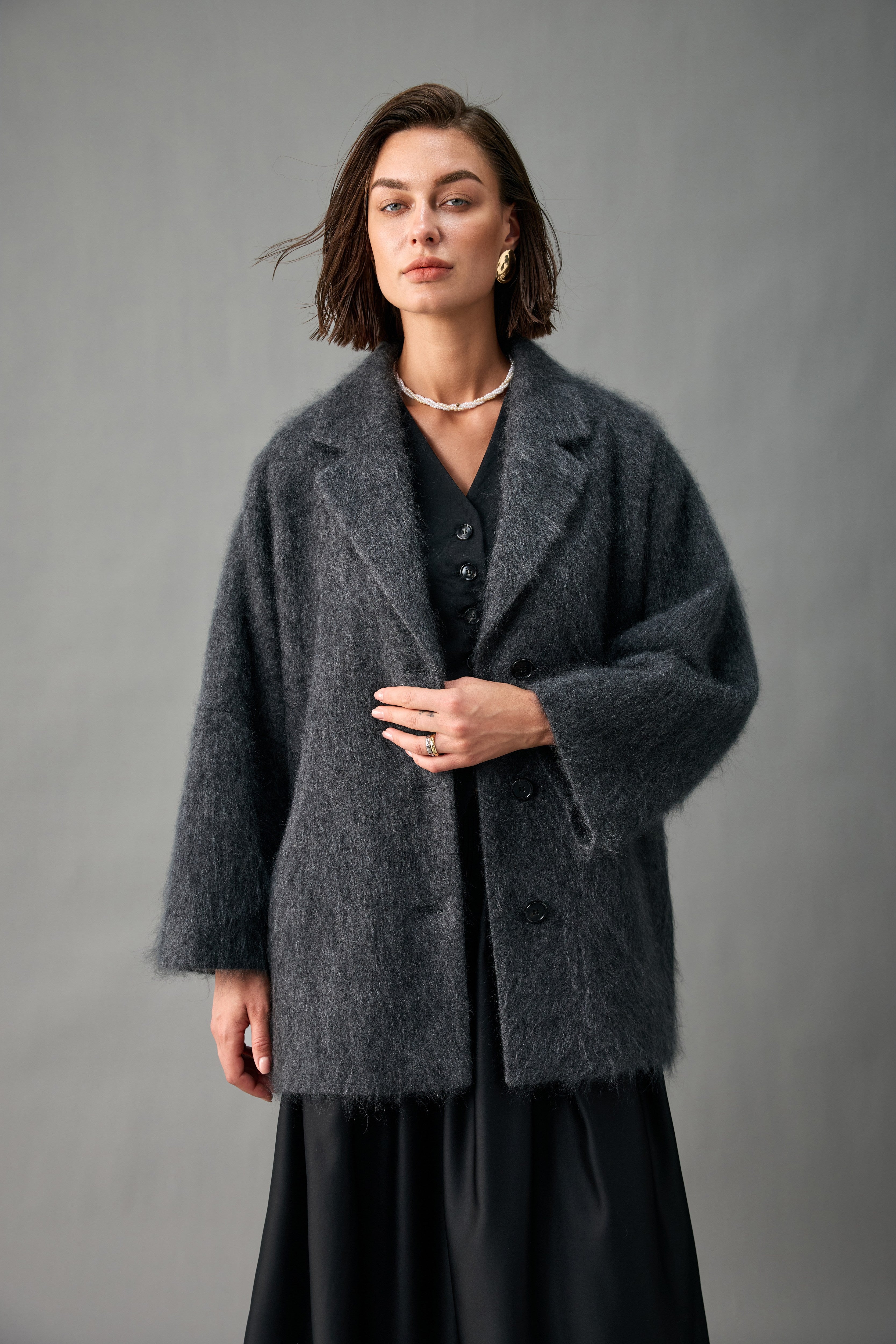 Relaxed Brushed Cashmere Coat