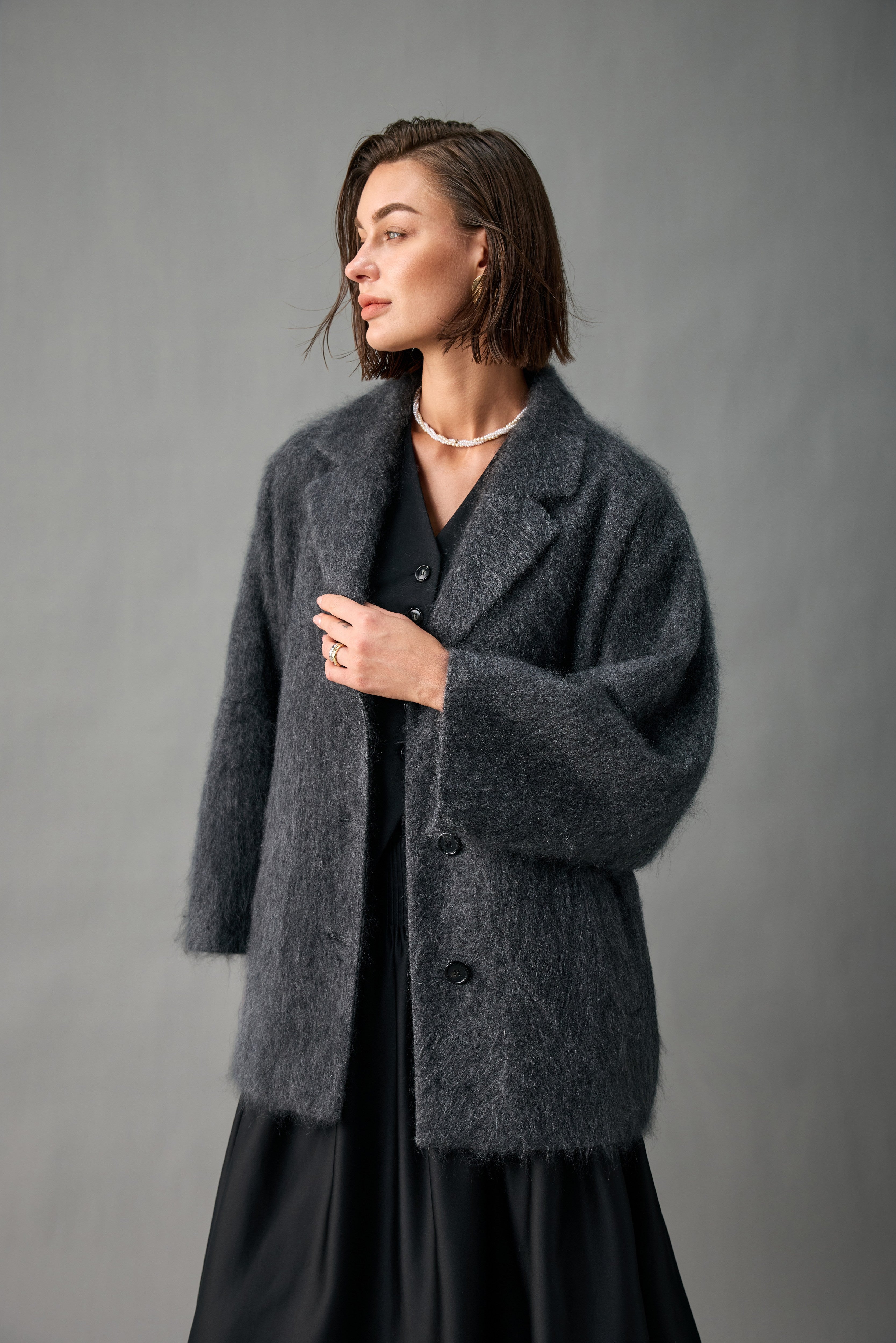 Relaxed Brushed Cashmere Coat