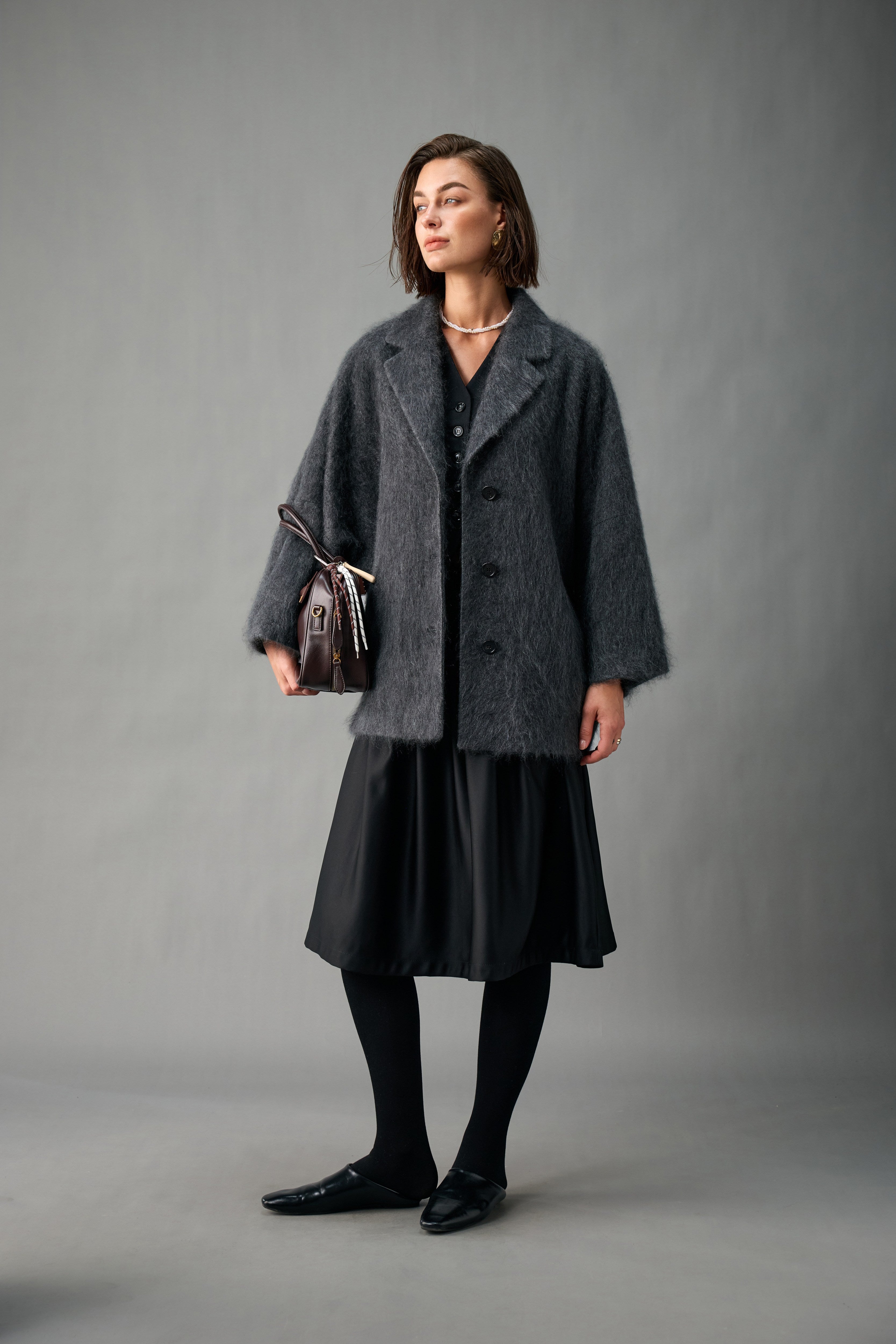 Relaxed Brushed Cashmere Coat