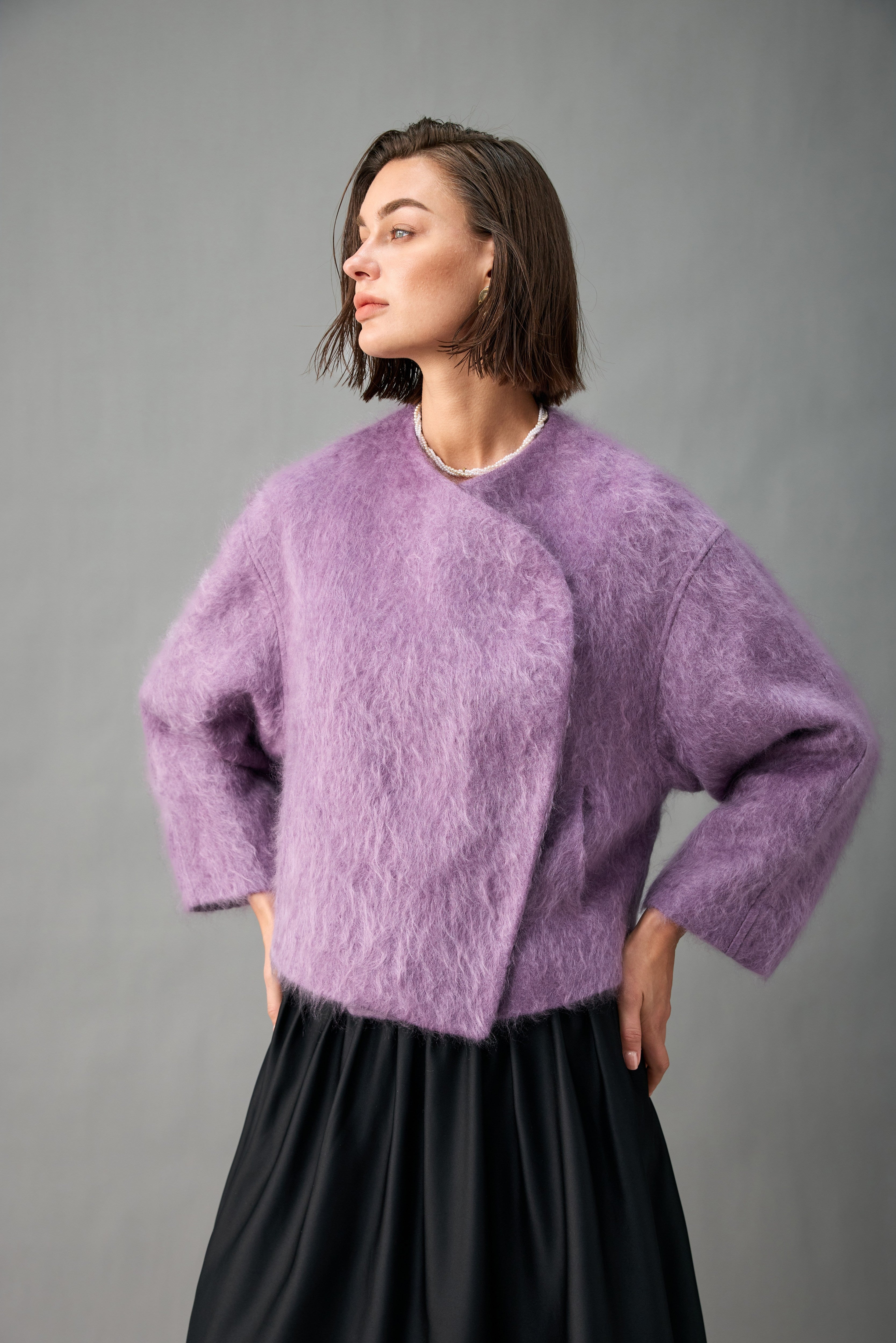 Asymmetric Brushed Cashmere Jacket