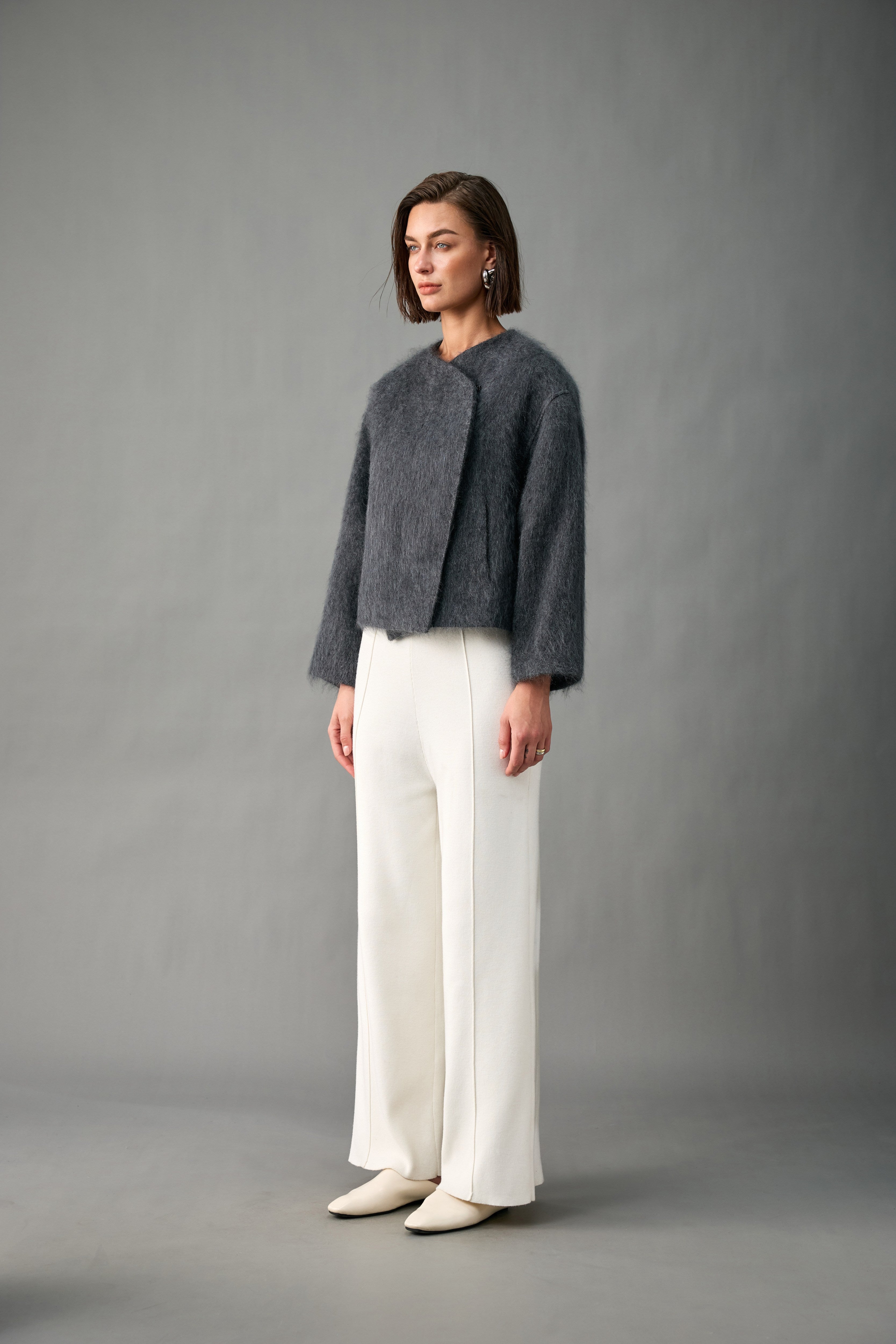 Asymmetric Brushed Cashmere Jacket