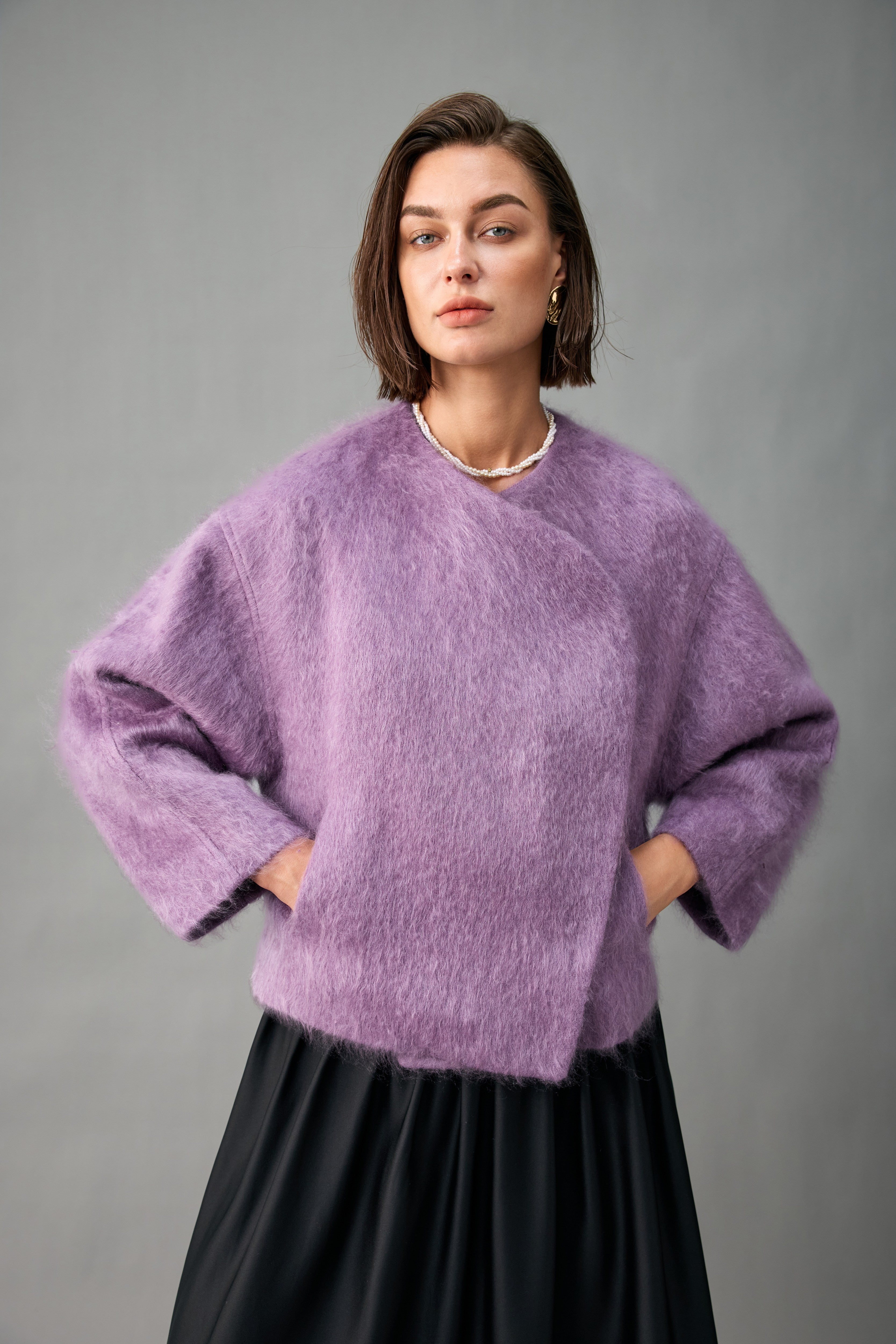 Asymmetric Brushed Cashmere Jacket