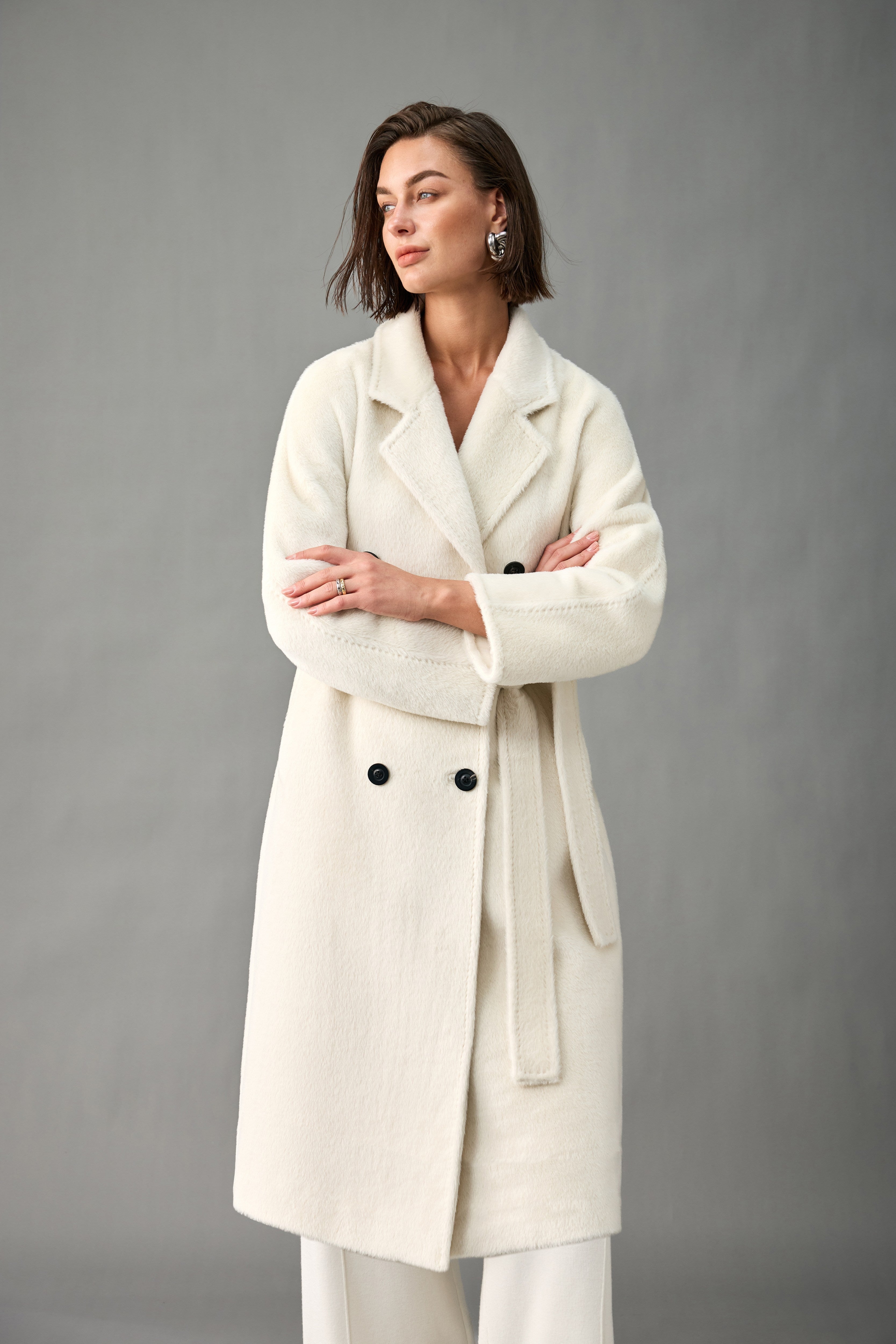Belted Double-Breasted Alpaca Blend Long Coat