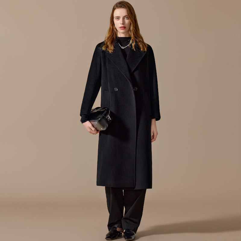100% Cashmere Single-Breasted Belted Long Coat