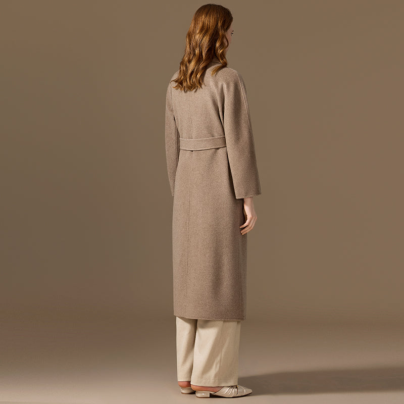 100% Cashmere Double-Faced Double-Breasted Long Coat