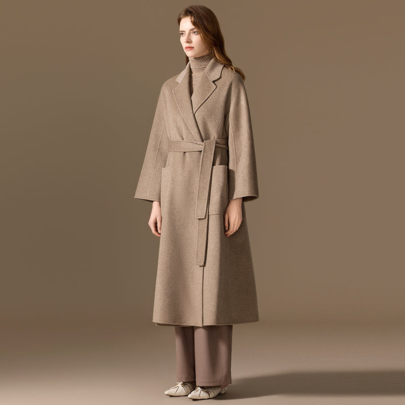 100% Cashmere Unlined Belted A-Line Coat