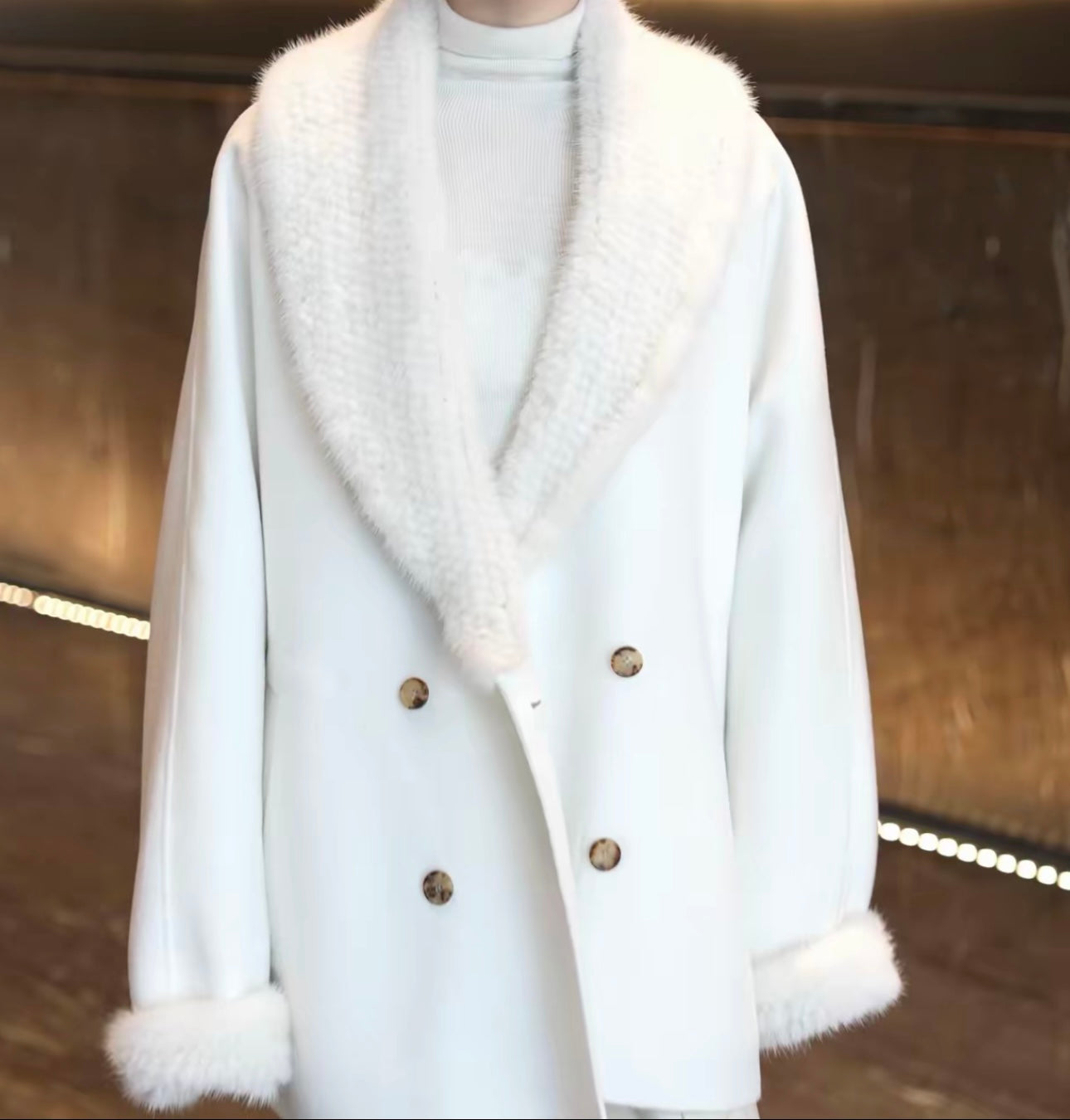100% Cashmere Mink-Collar Relaxed Jacket
