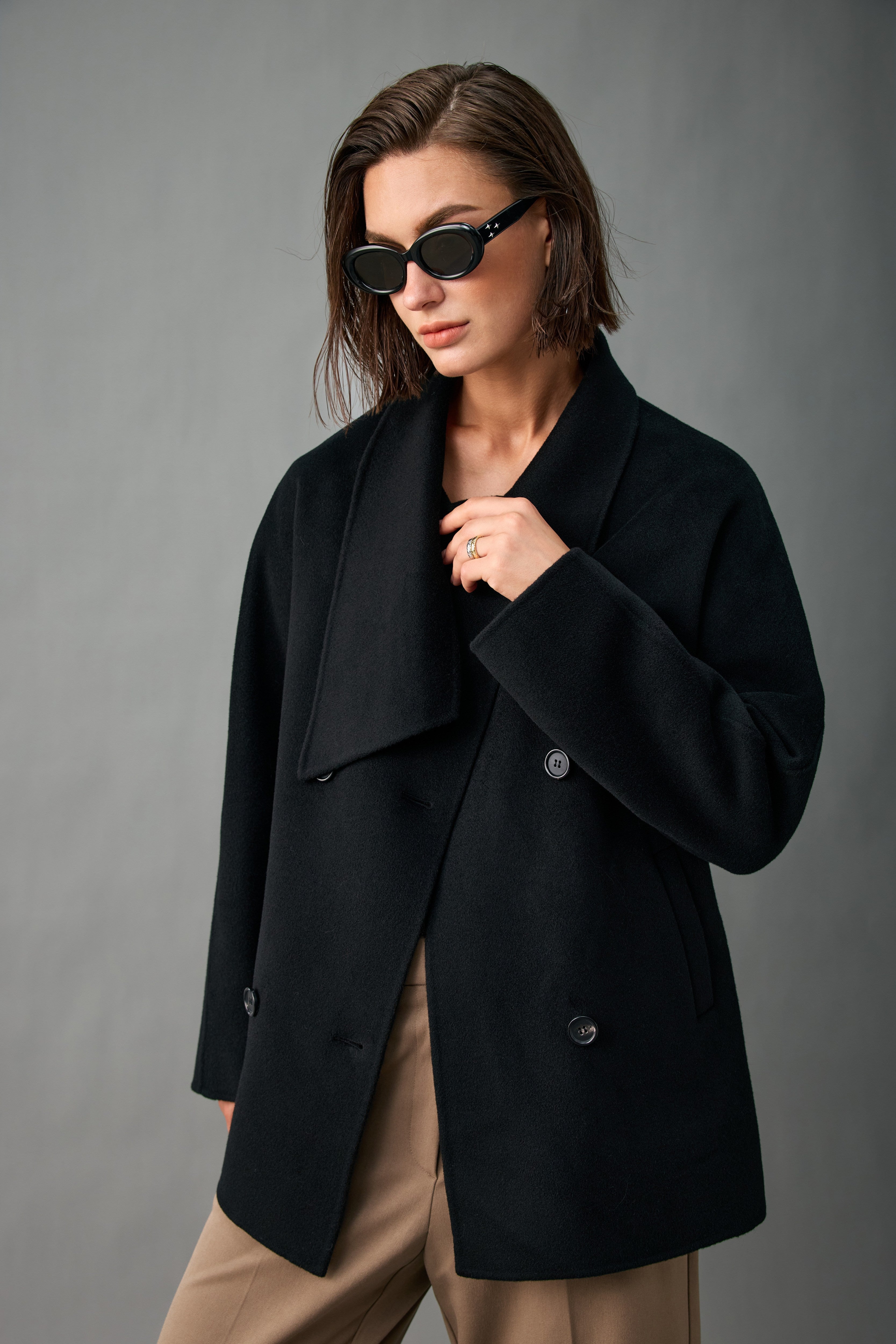 Evelluna Unlined Belted 100% Cashmere Short Coat