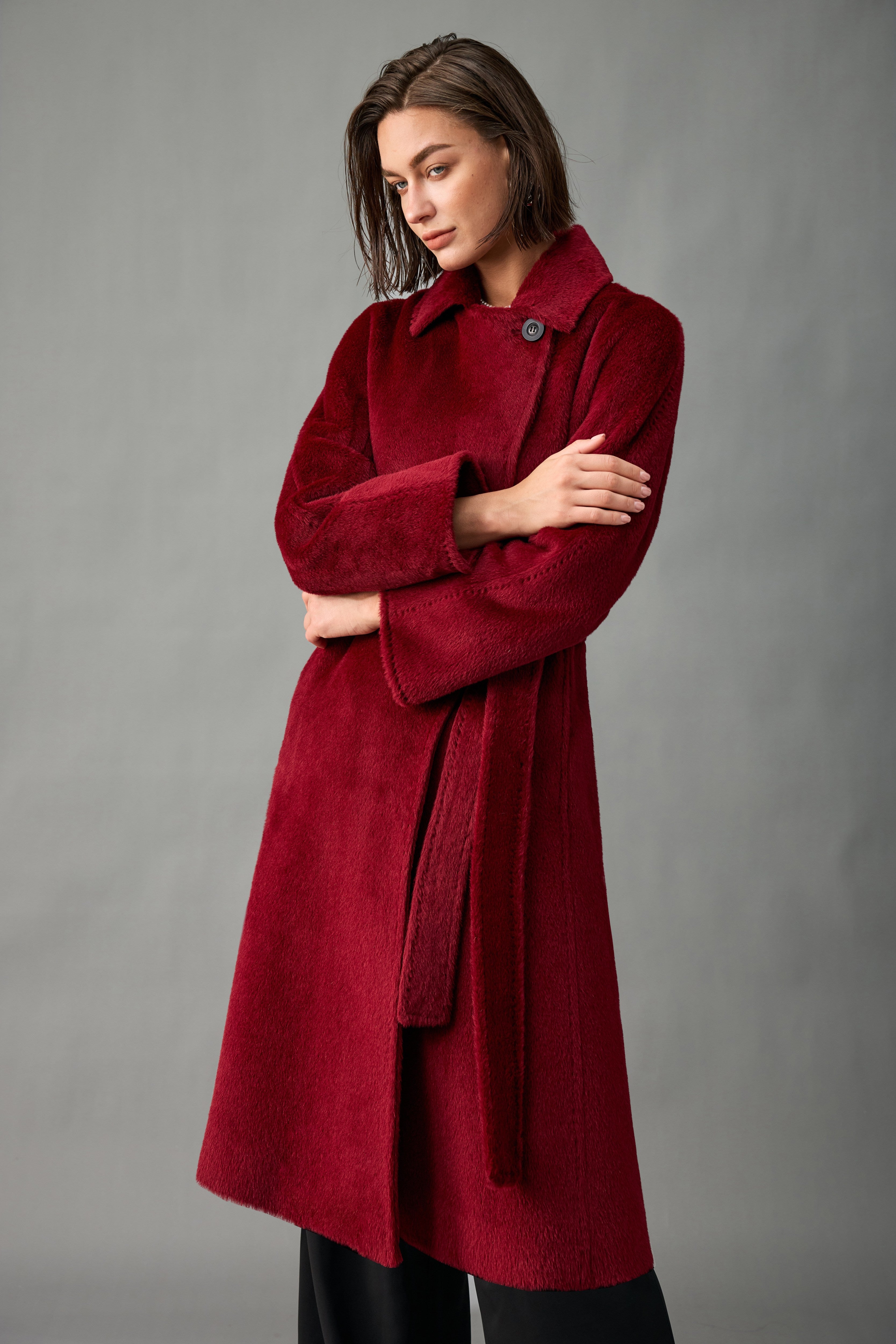 Evelluna Royal Baby Alpaca Belted Long Coat