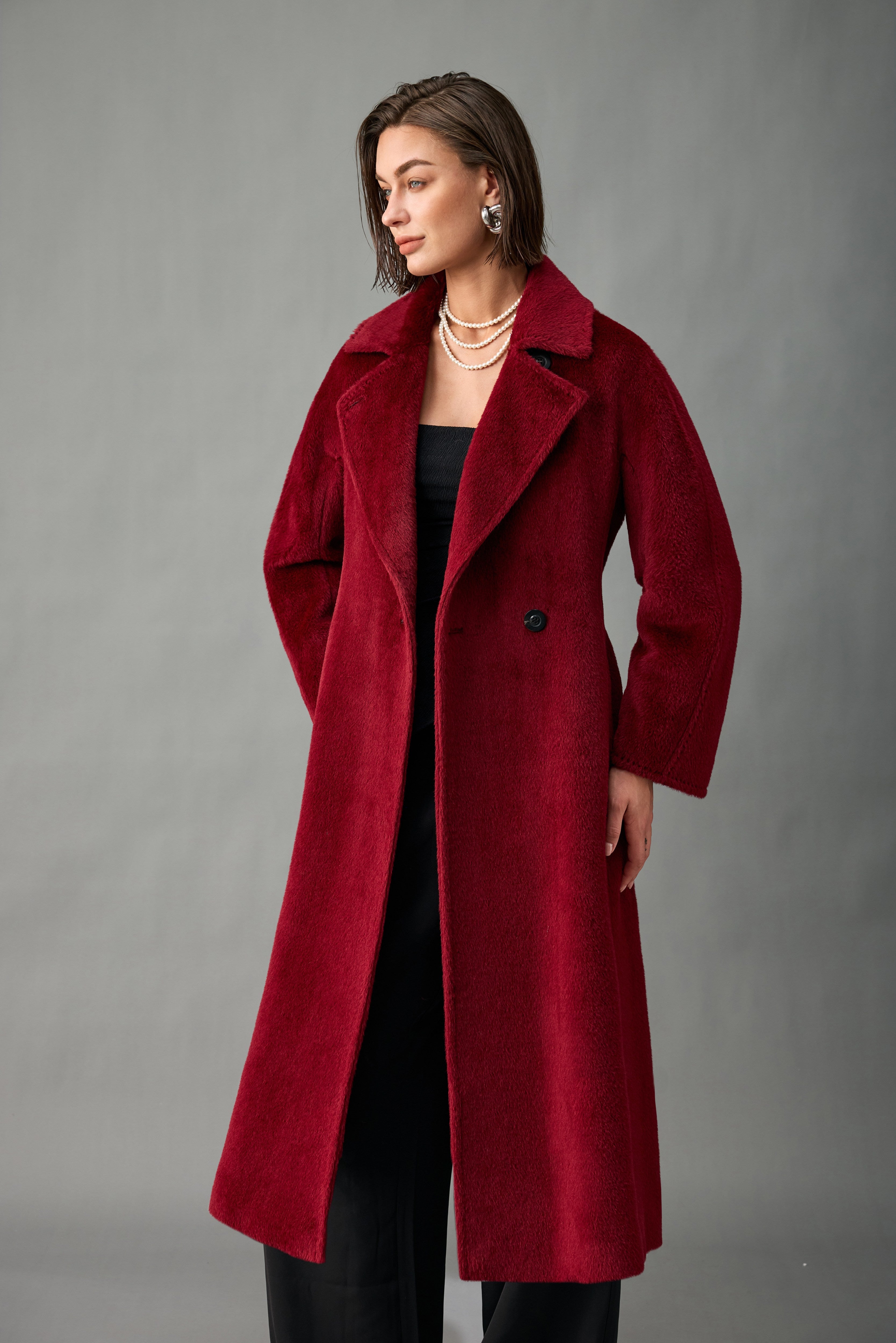 Evelluna Royal Baby Alpaca Belted Long Coat