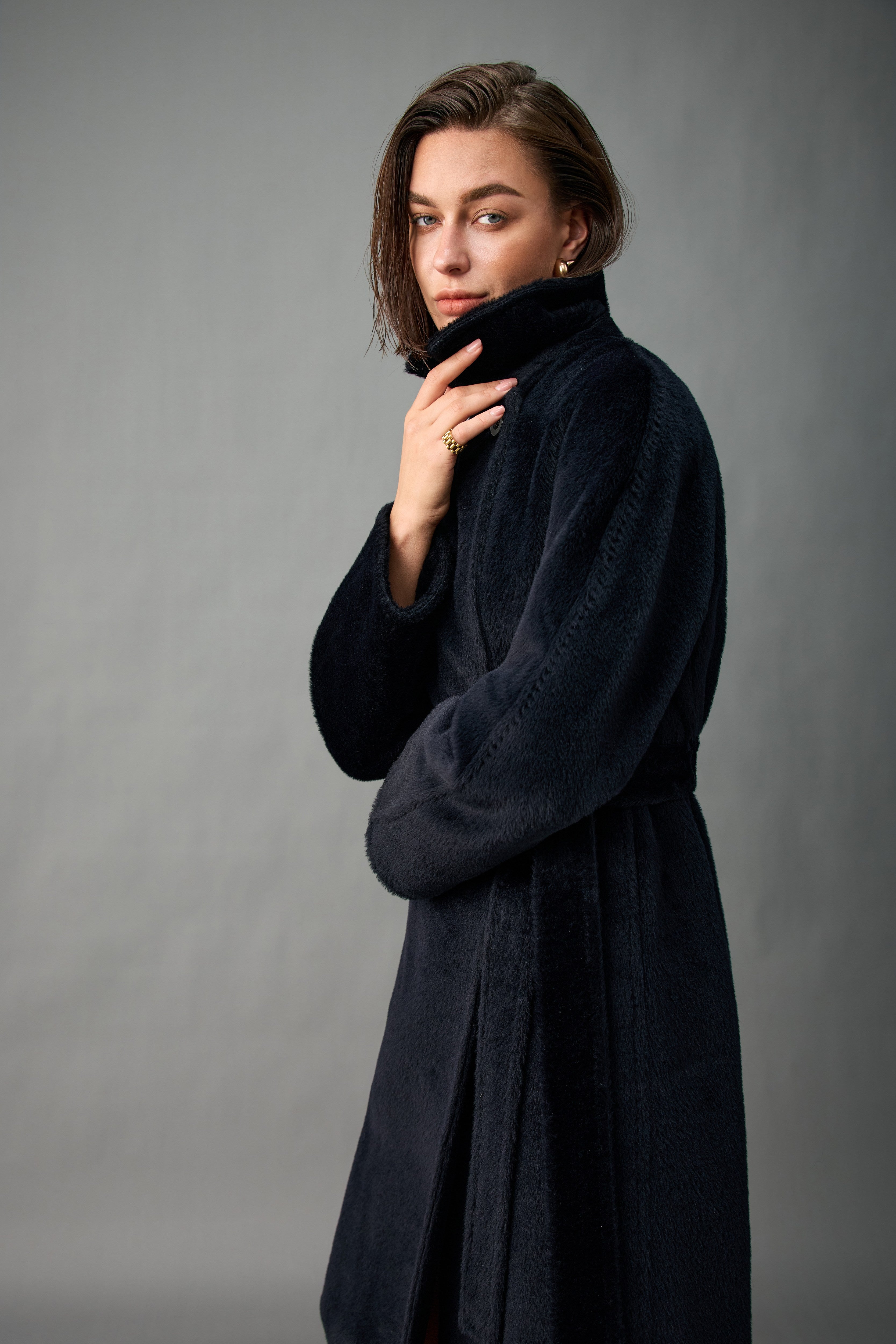 Evelluna Royal Baby Alpaca Belted Long Coat