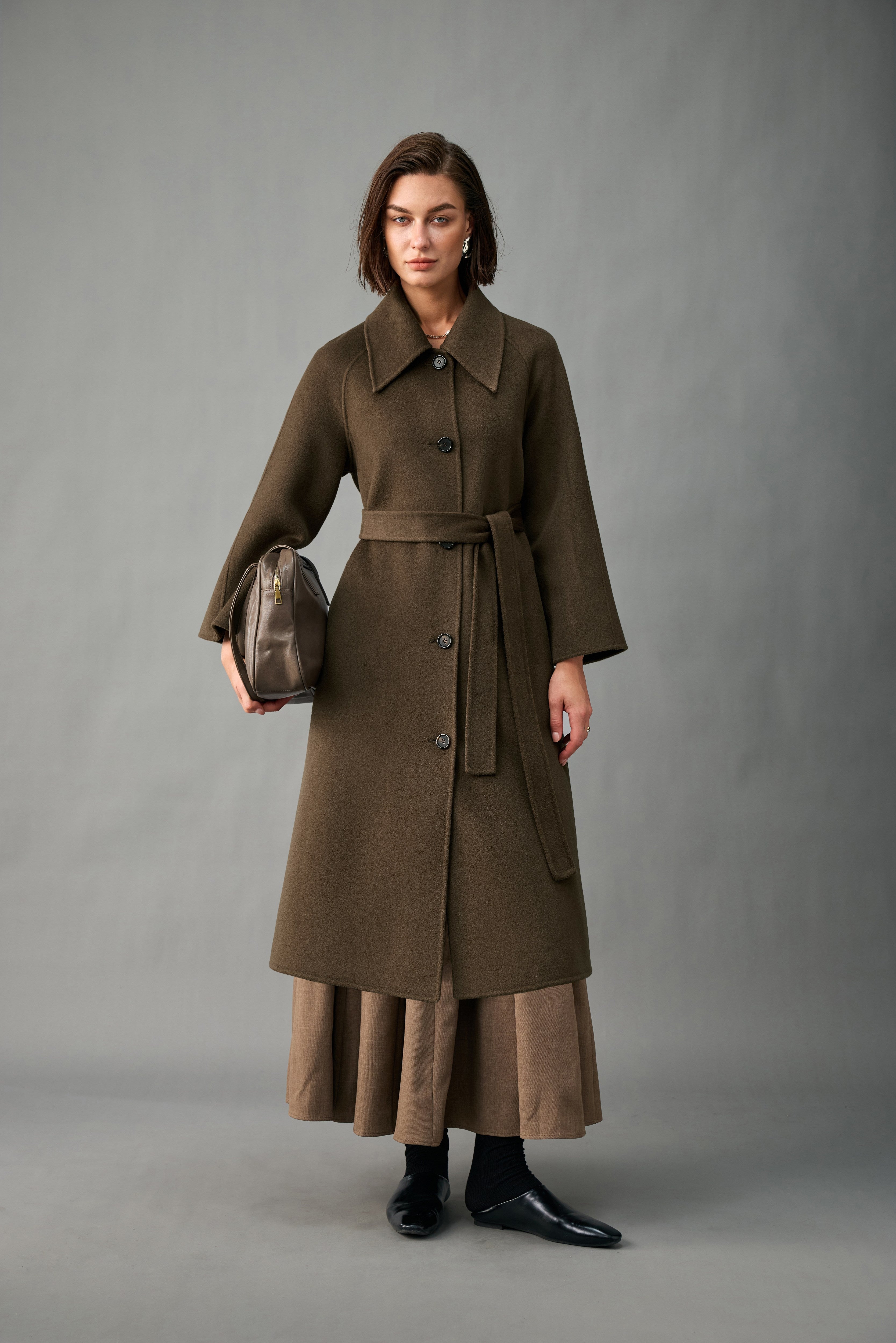Evelluna Unlined Belted 100% Cashmere Long Coat