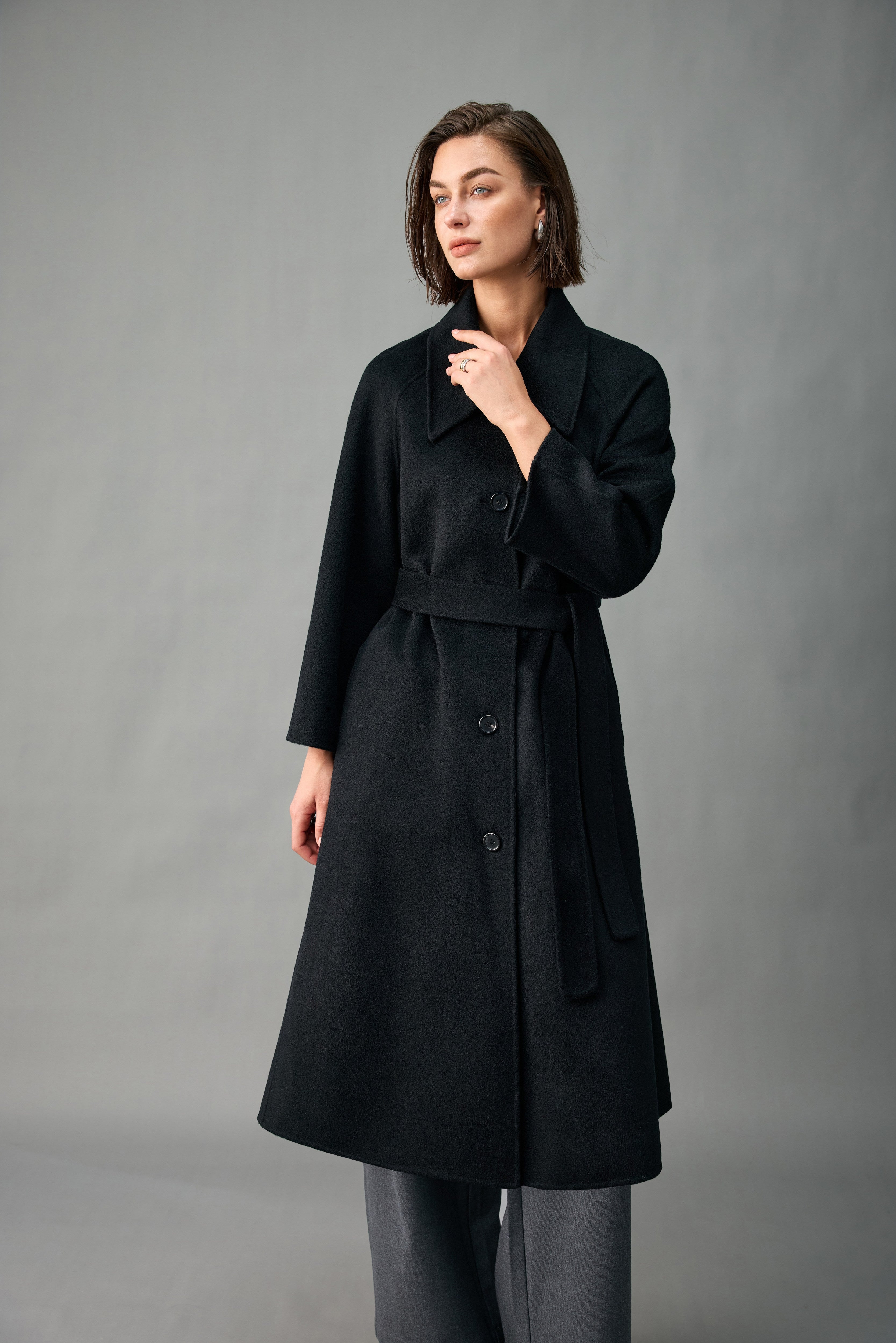 Evelluna Unlined Belted 100% Cashmere Long Coat