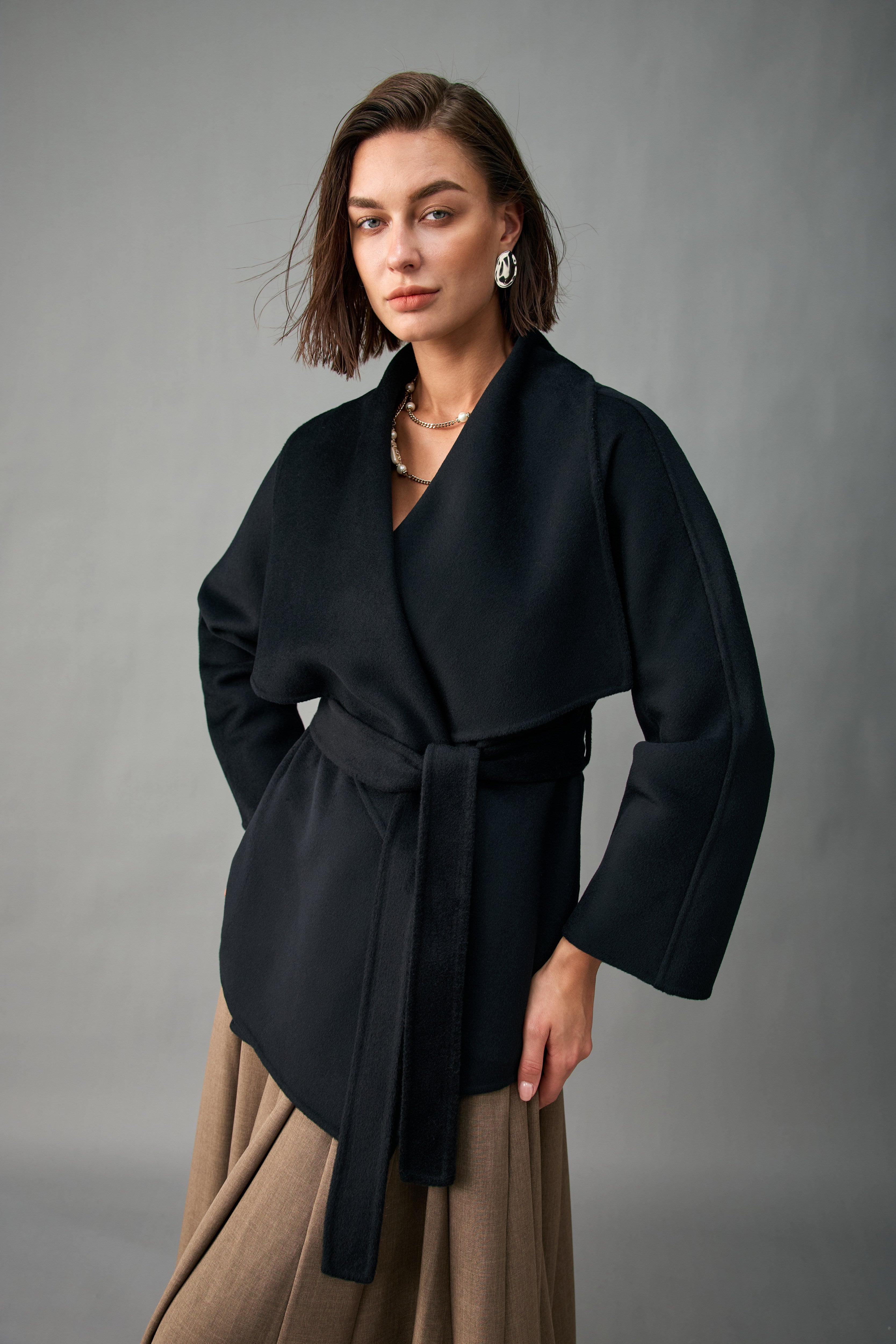 Evelluna Unlined Belted 100% Cashmere Wrap Jacket
