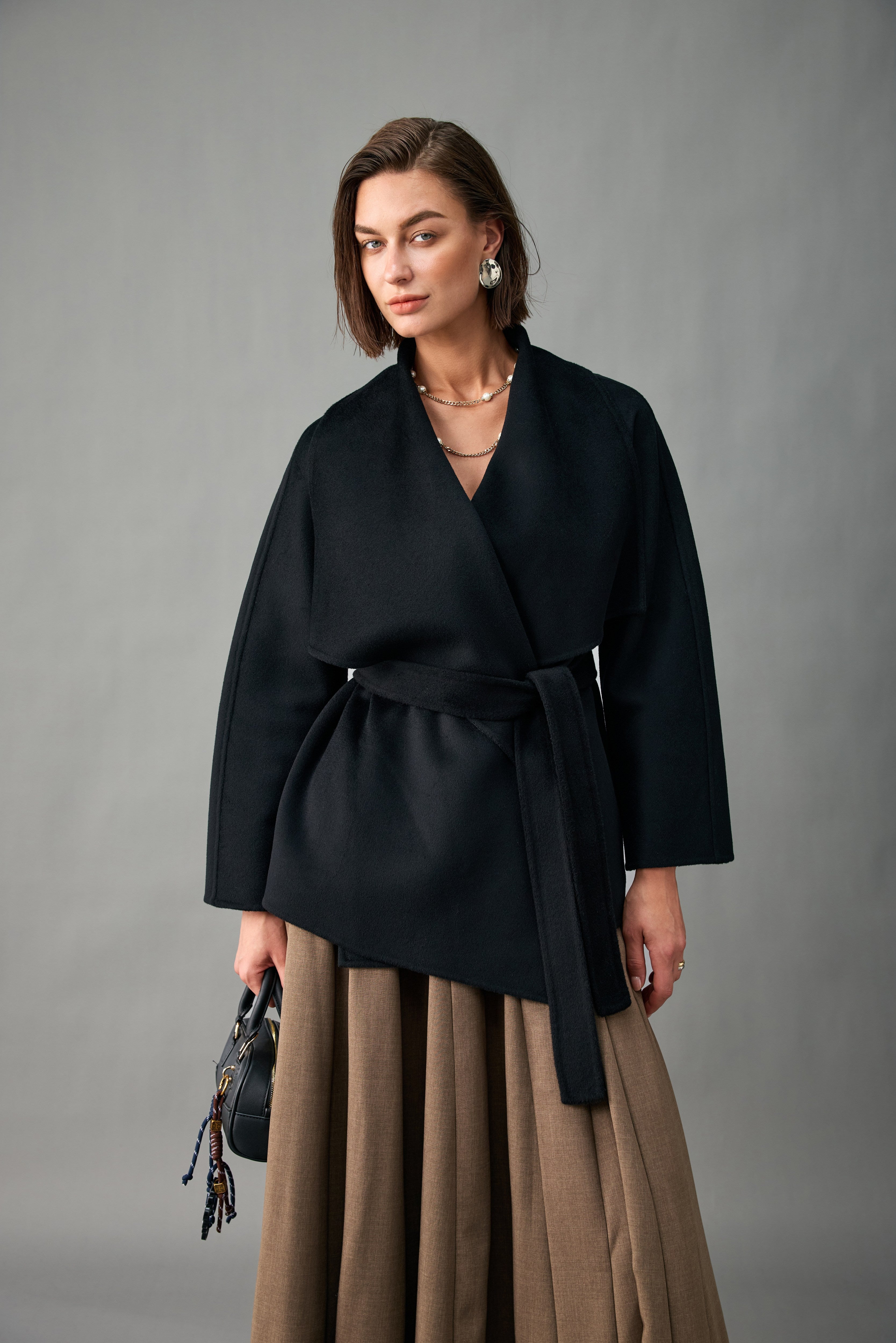 Evelluna Unlined Belted 100% Cashmere Wrap Jacket