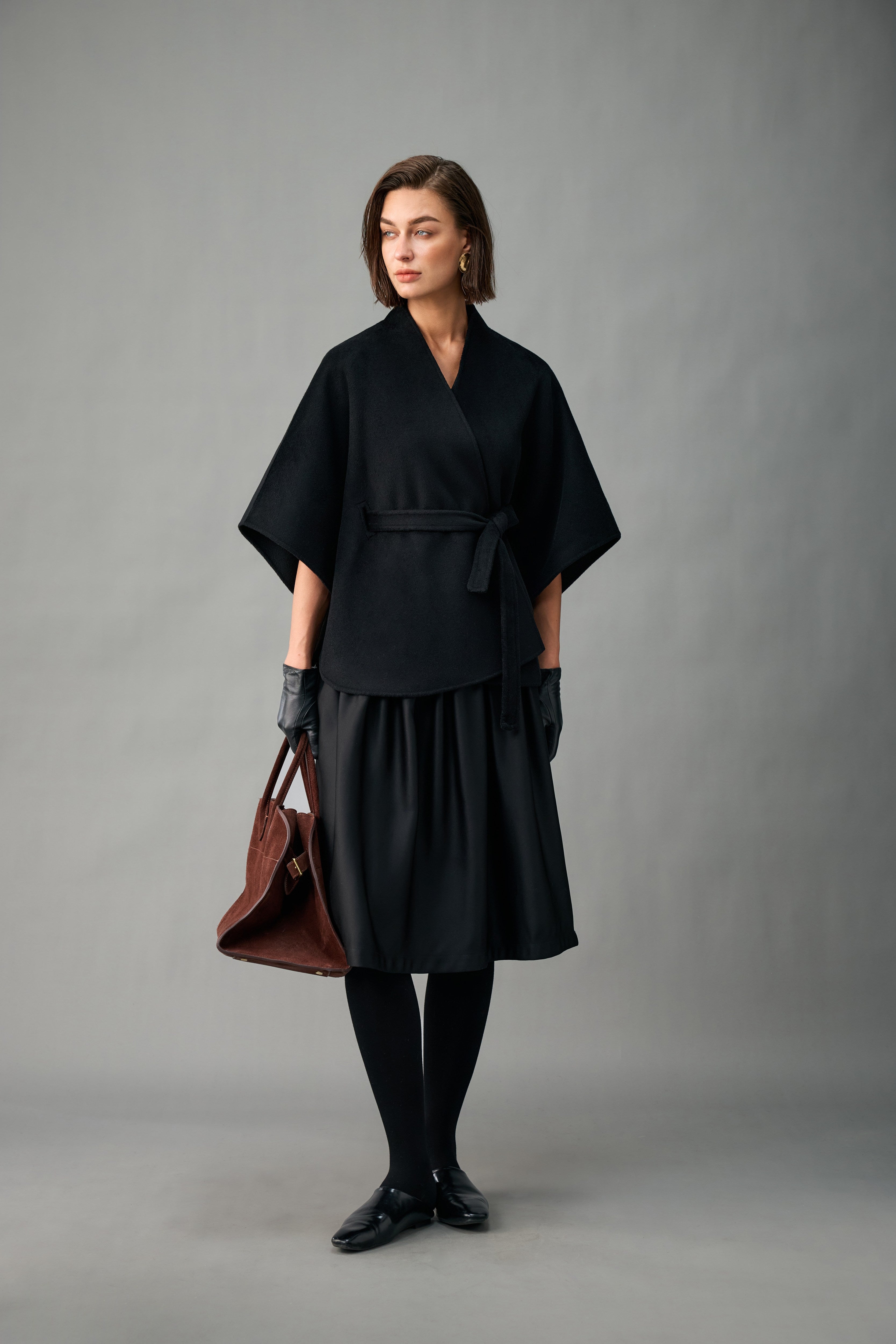 Evelluna Unlined Cashmere Wool Wrap Cape Shawl