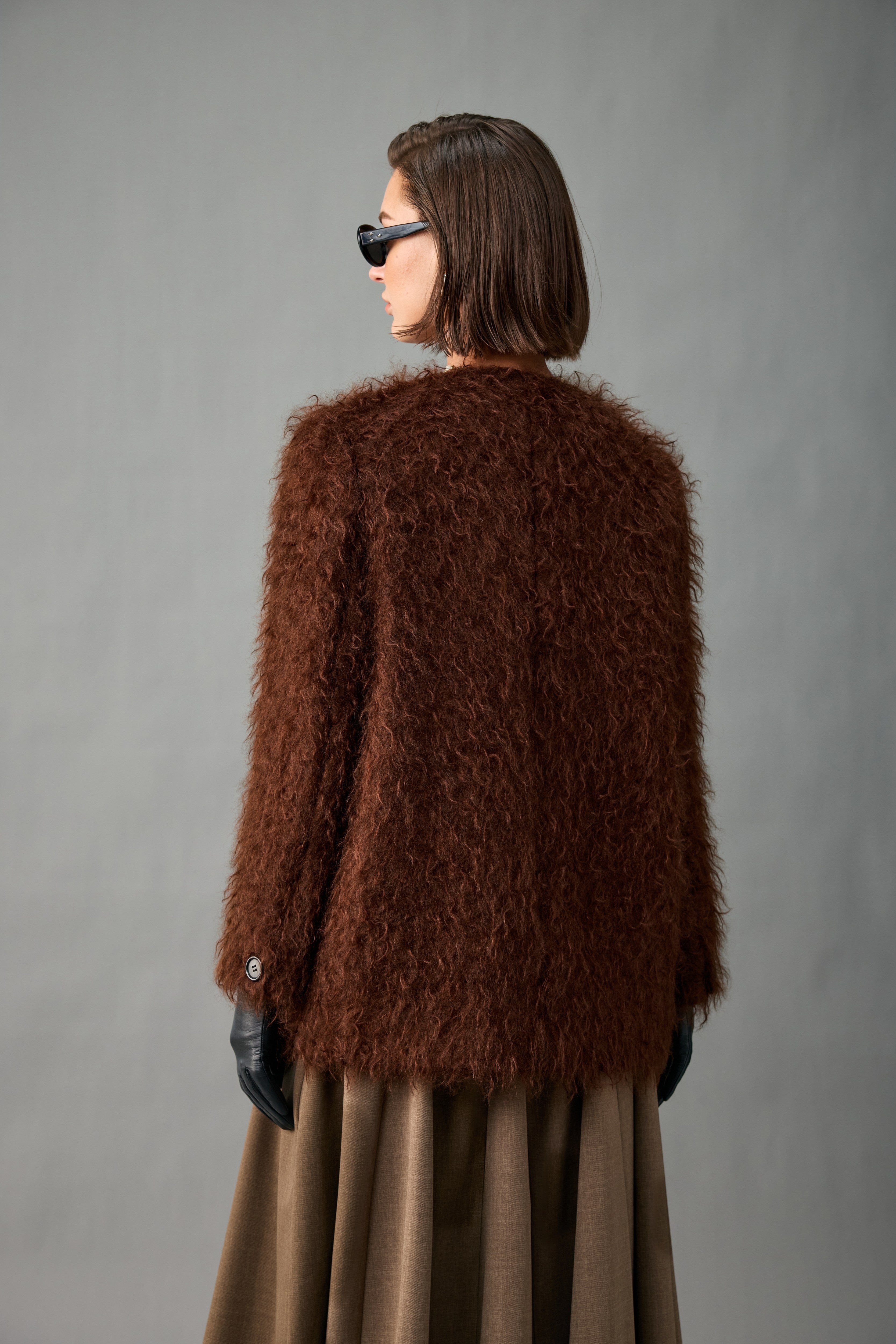 Women’s Mohair Blend Textured Collarless Jacket