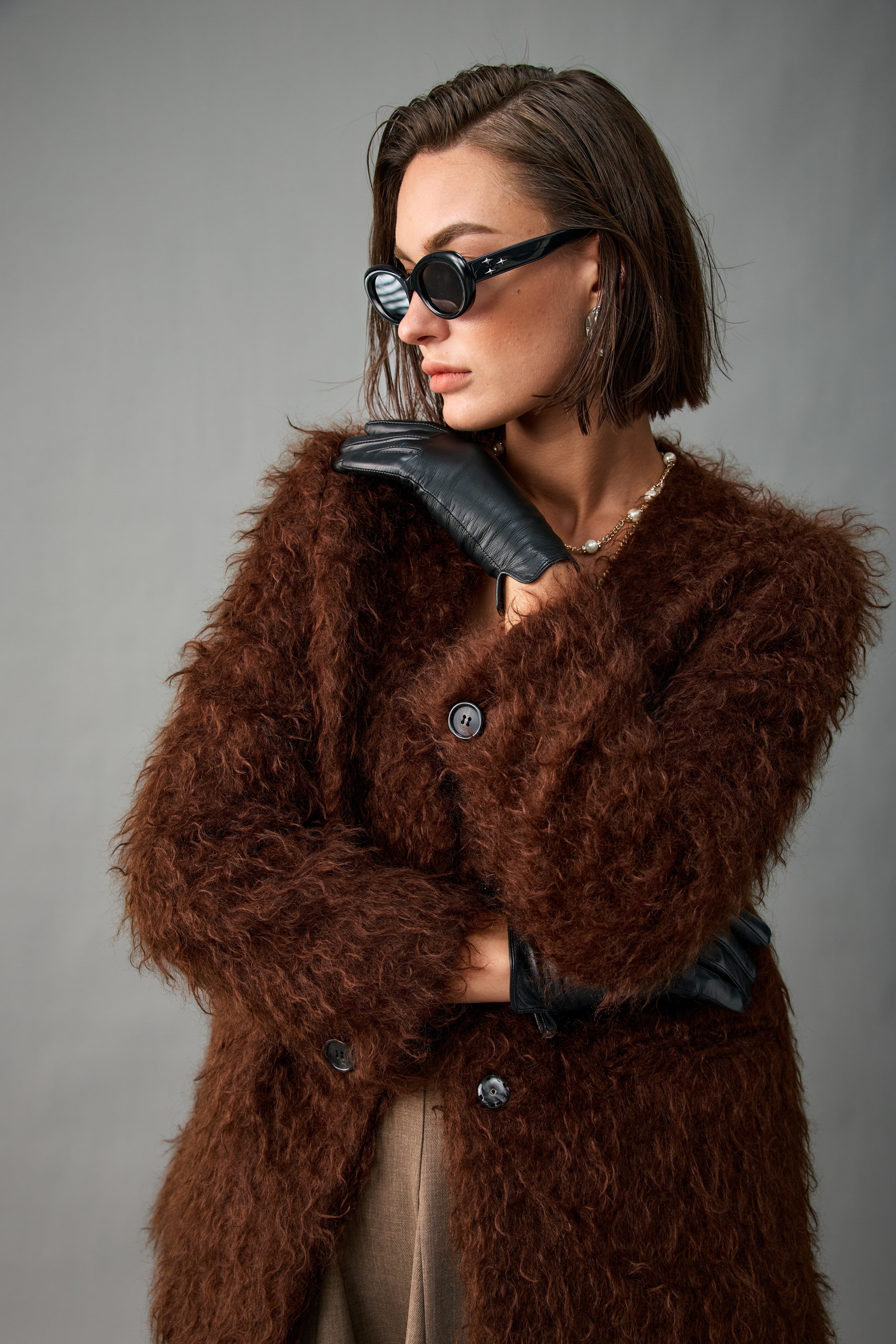 Women’s Mohair Blend Textured Collarless Jacket