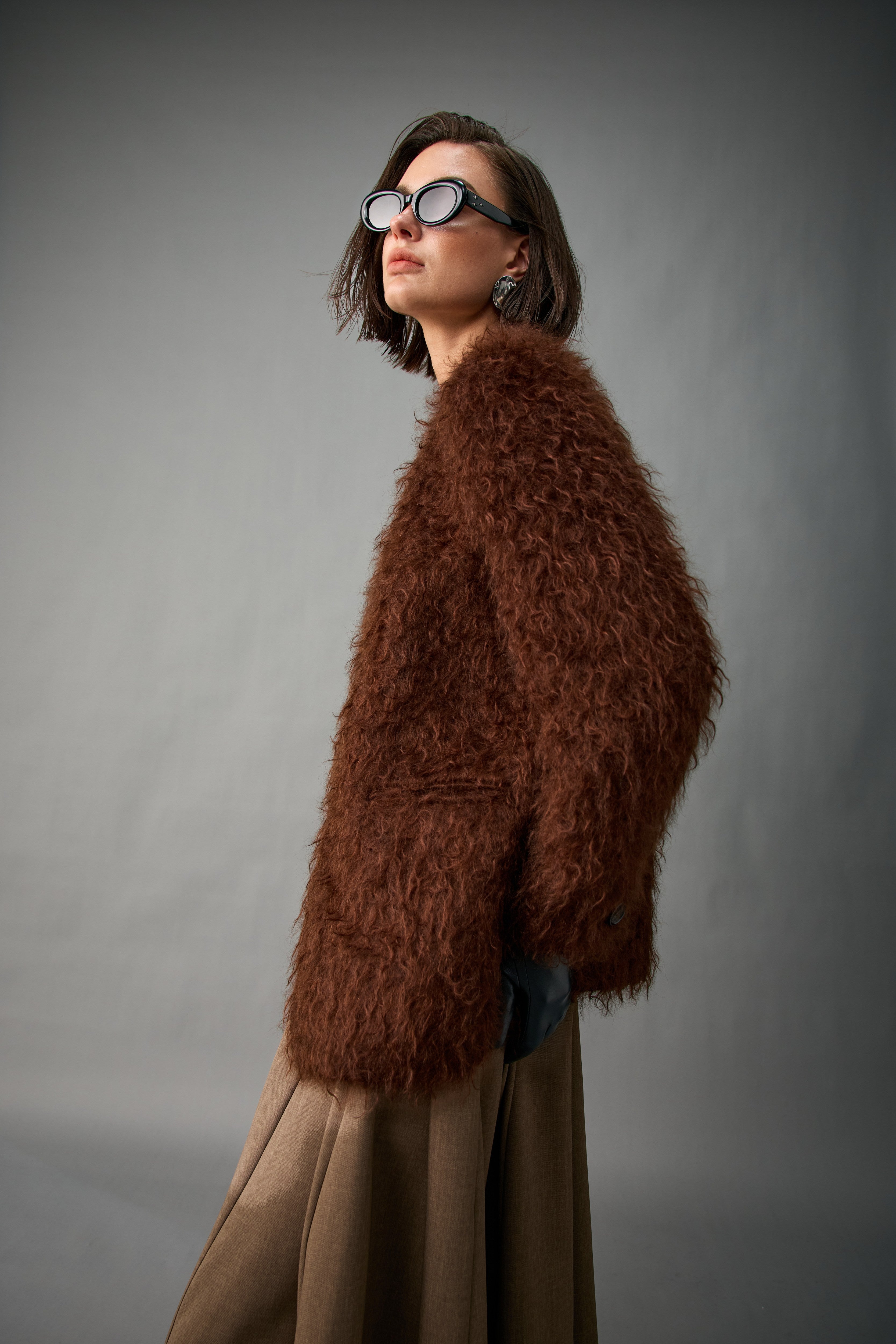 Women’s Mohair Blend Textured Collarless Jacket