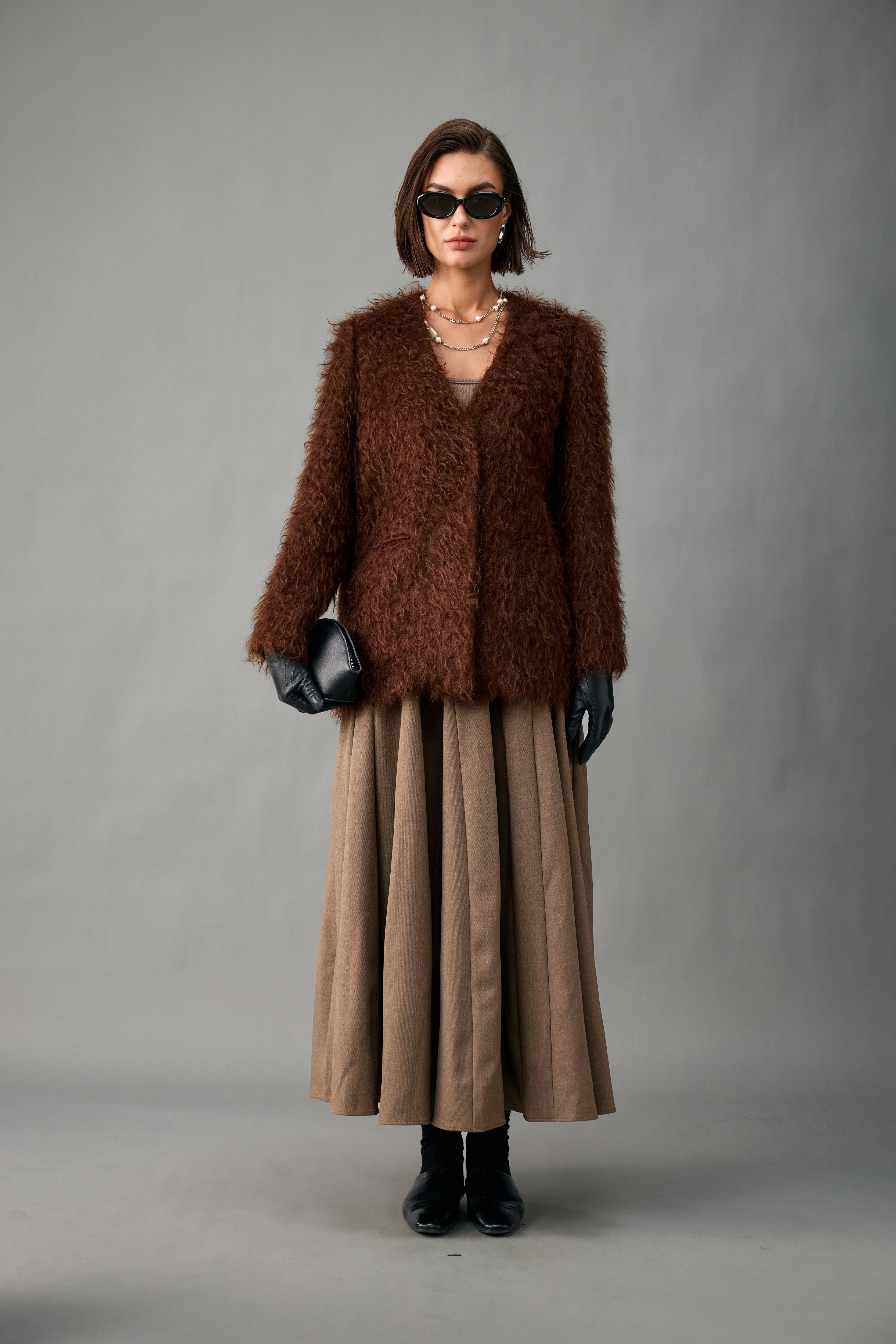 Women’s Mohair Blend Textured Collarless Jacket