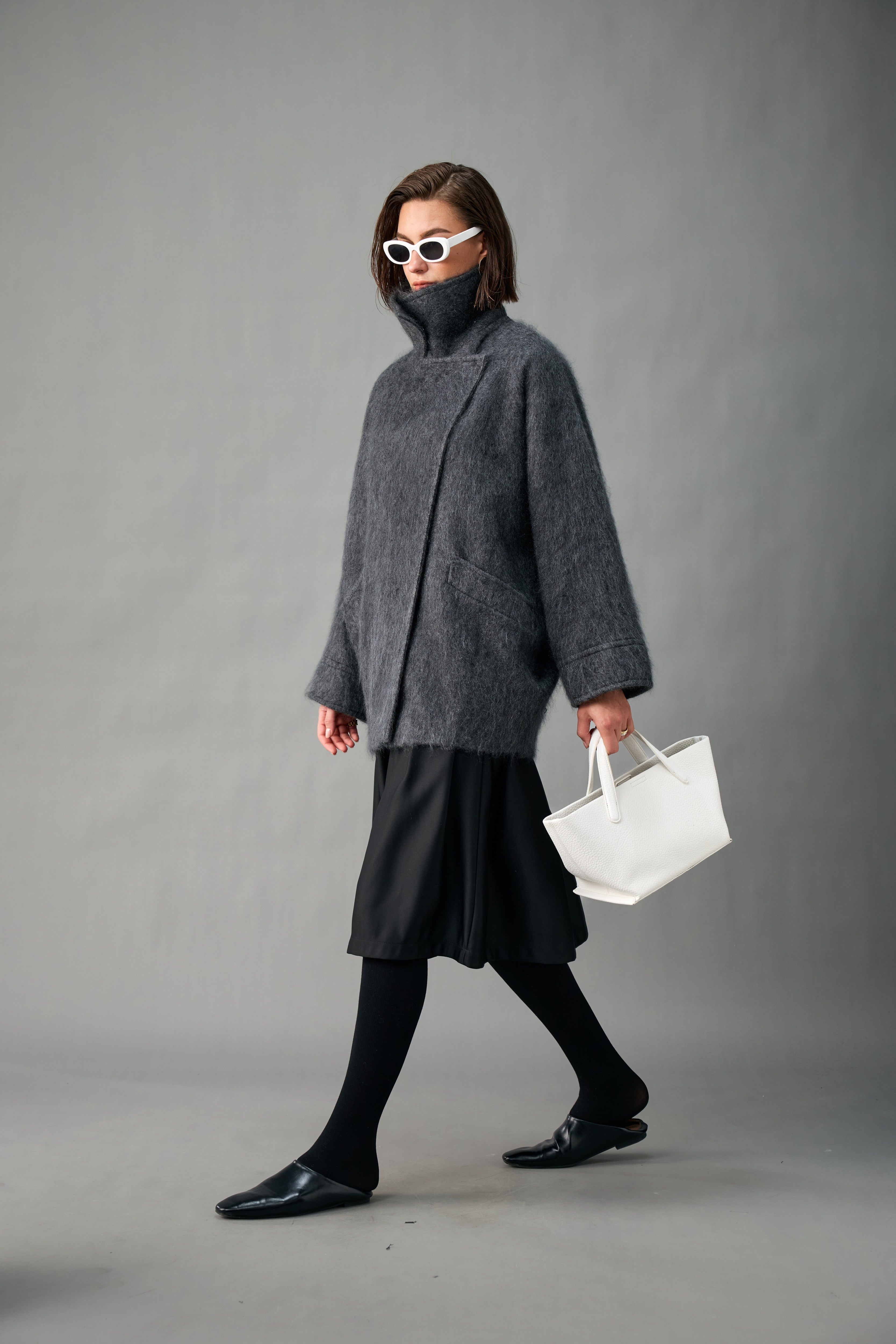 Brushed Cocoon Cashmere Coat
