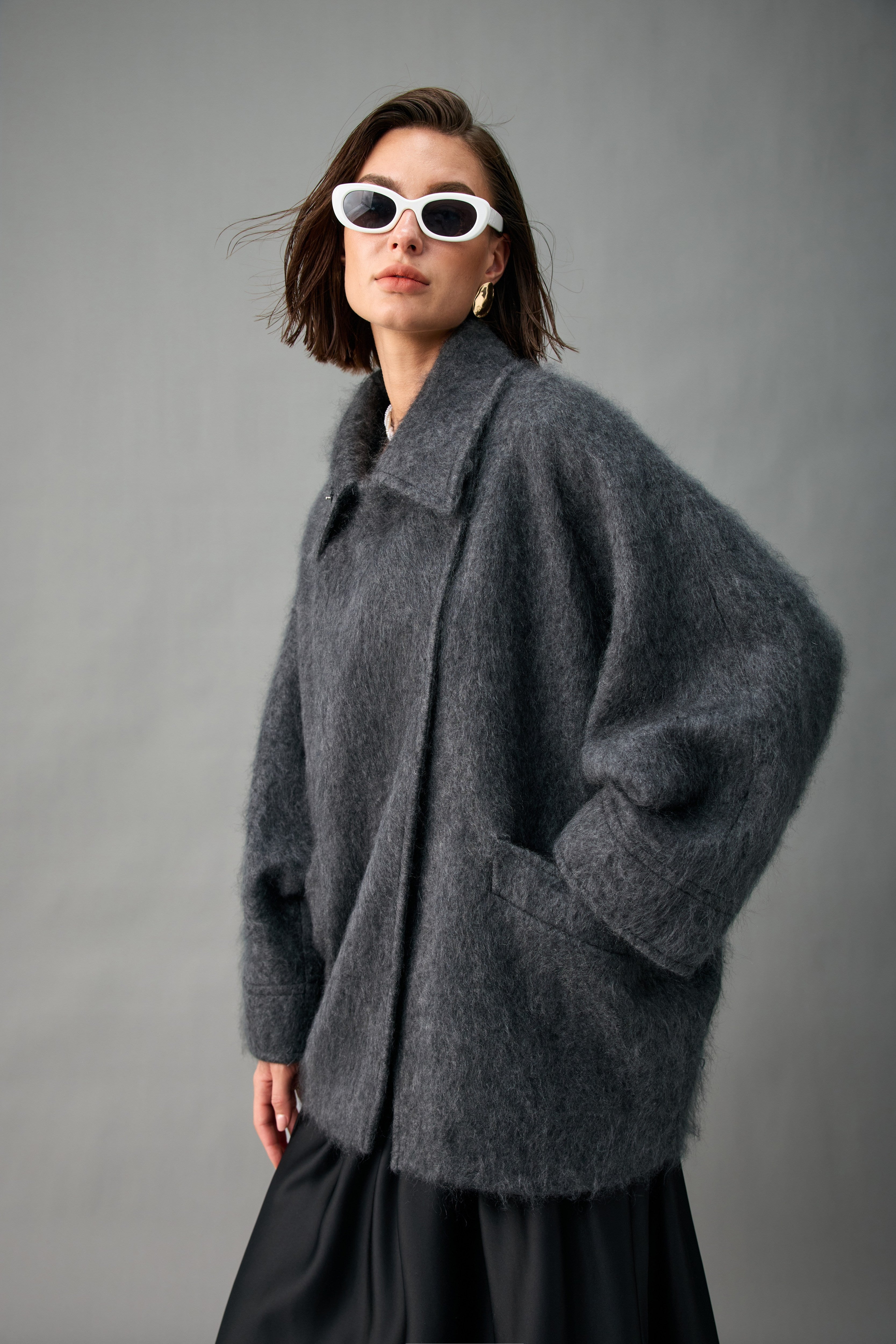 Brushed Cocoon Cashmere Coat
