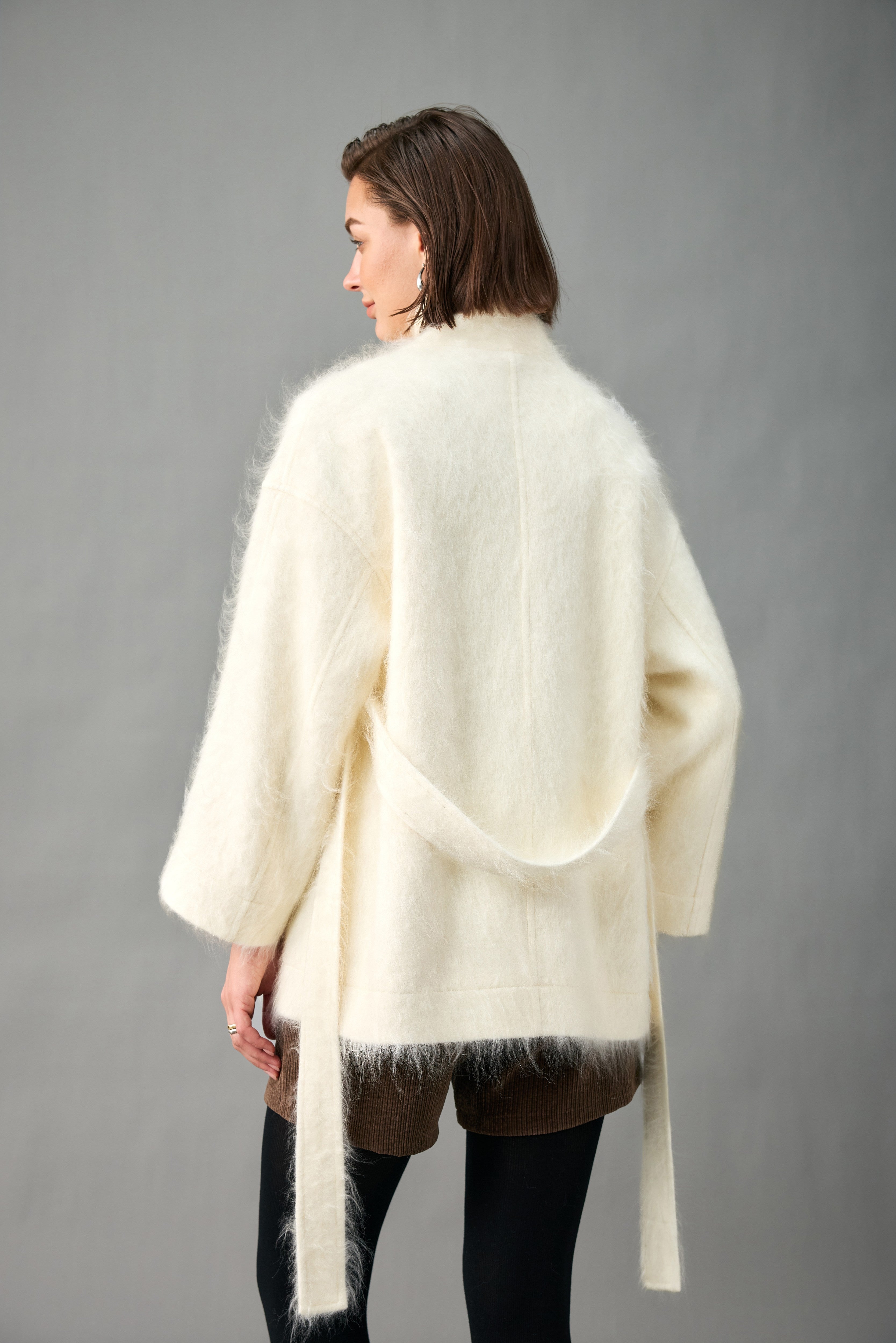 Brushed Double-Breasted Cocoon Cashmere Coat