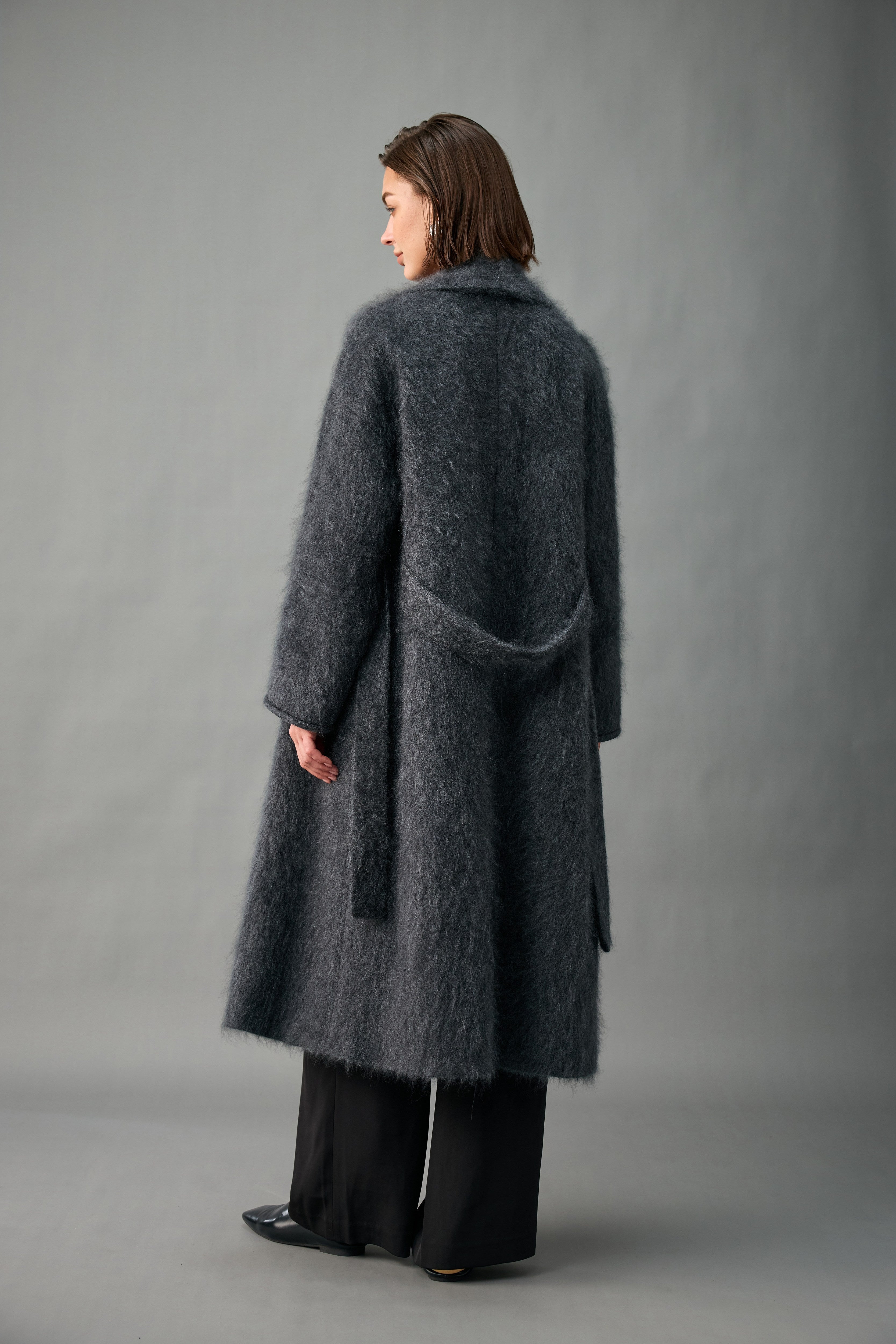 Brushed Belted Cashmere Wrap Coat